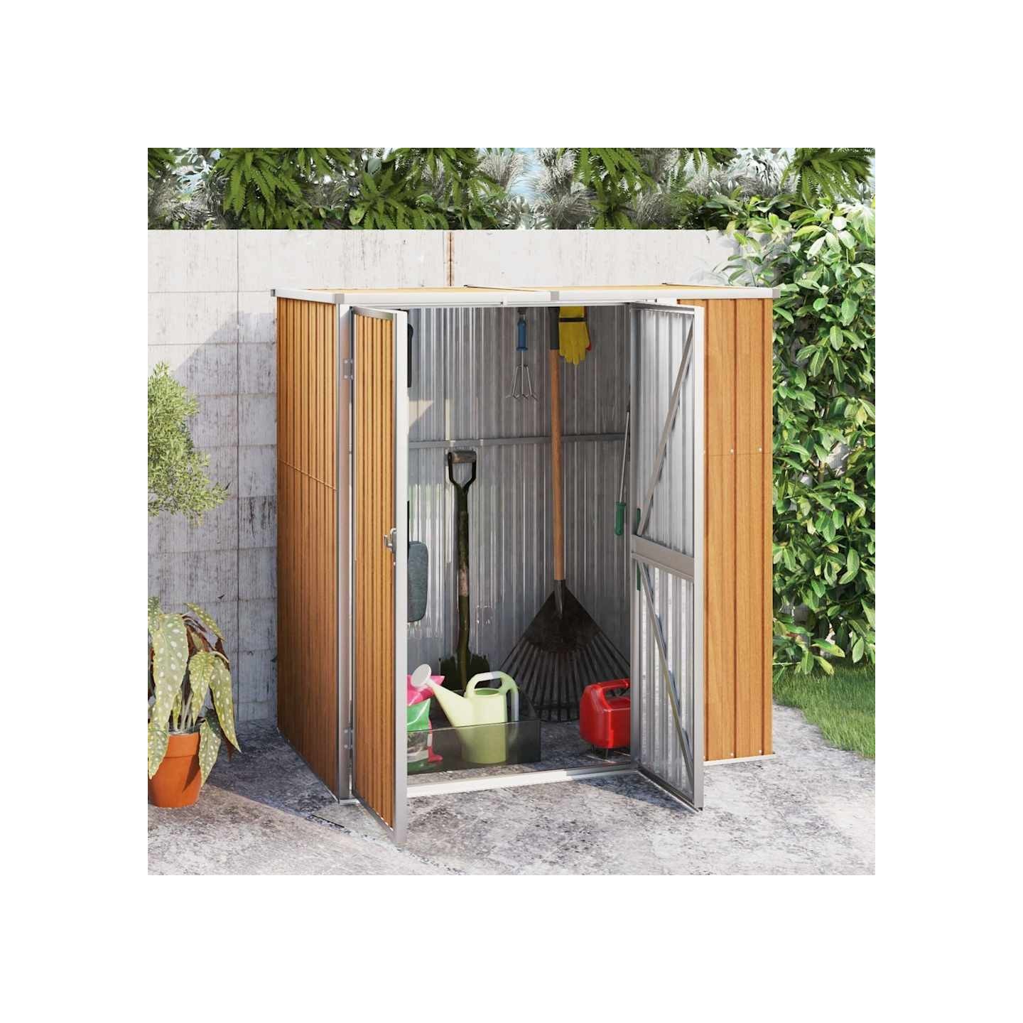 Abri à outils de jardin marron 161x89x161 cm acier galvanisé