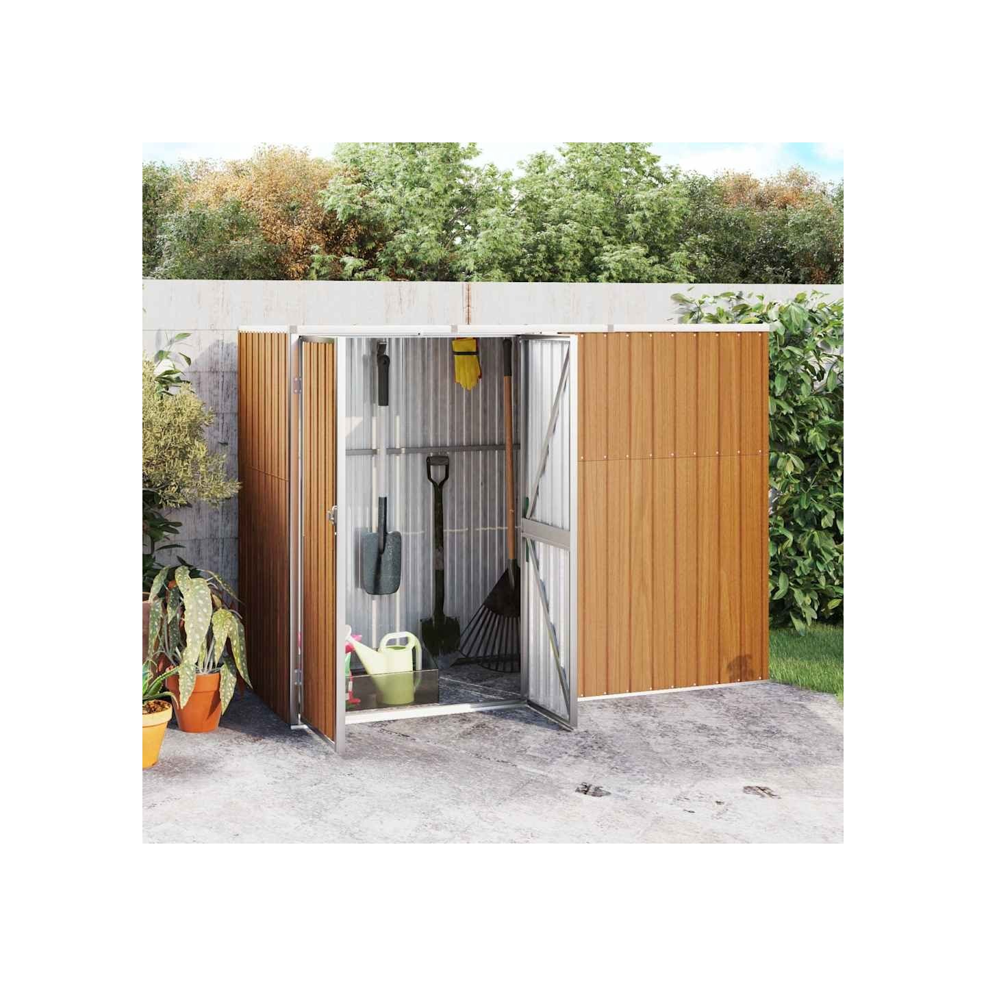 Abri à outils de jardin marron 225x89x161 cm acier galvanisé