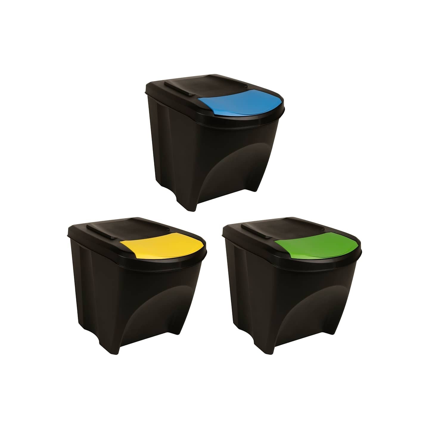 Poubelles empilables 3 pcs Anthracite 75 L