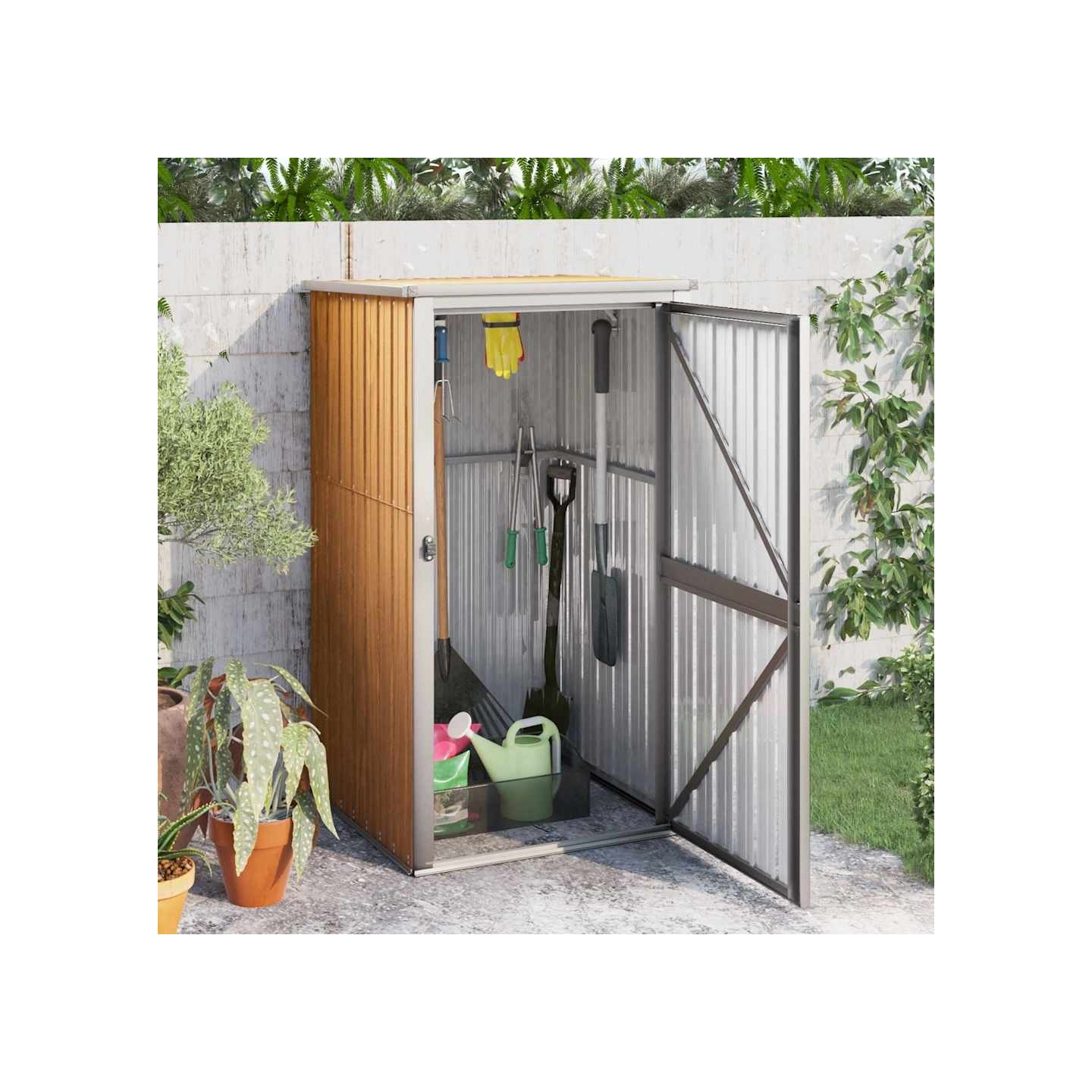 Abri à outils de jardin marron 88x89x161 cm acier galvanisé