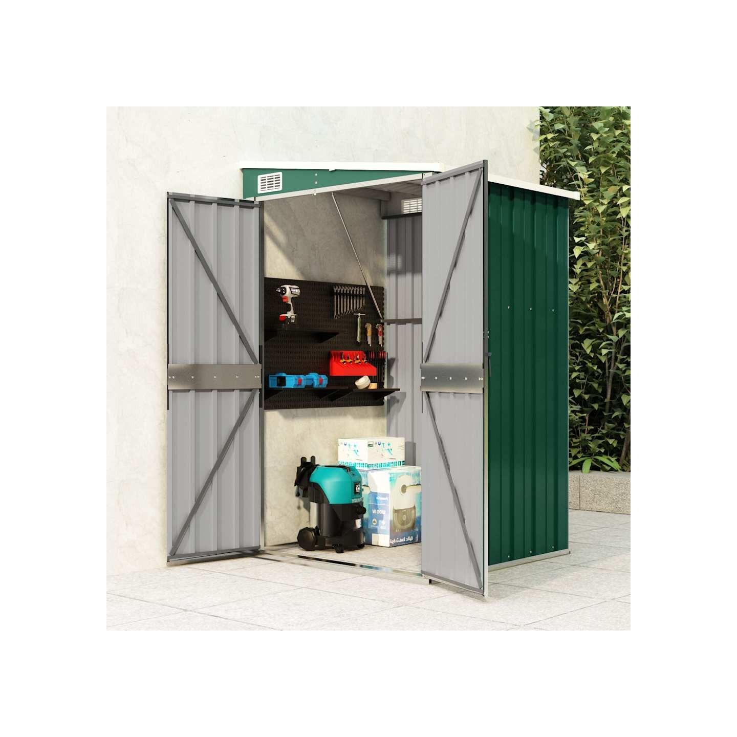Remise de jardin murale Vert 118x100x178 cm Métal galvanisé