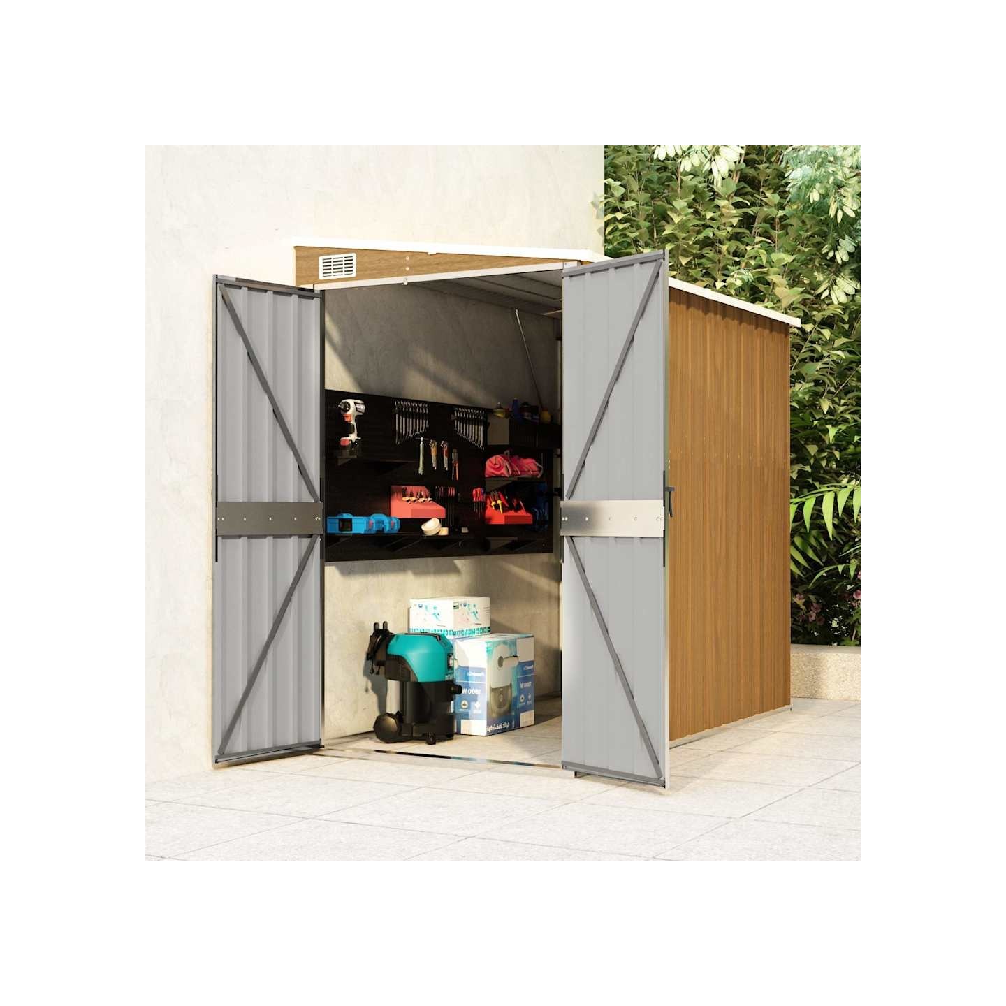 Abri de jardin mural Marron 118x194x178 cm Métal galvanisé