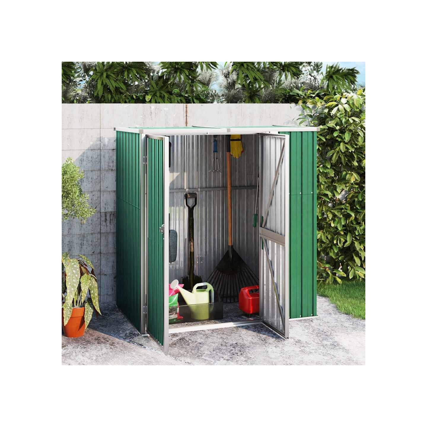 Abri à outils de jardin vert 161x89x161 cm acier galvanisé