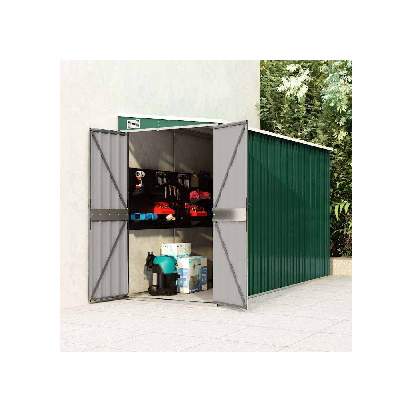 Abri de jardin mural Vert 118x288x178 cm Métal galvanisé