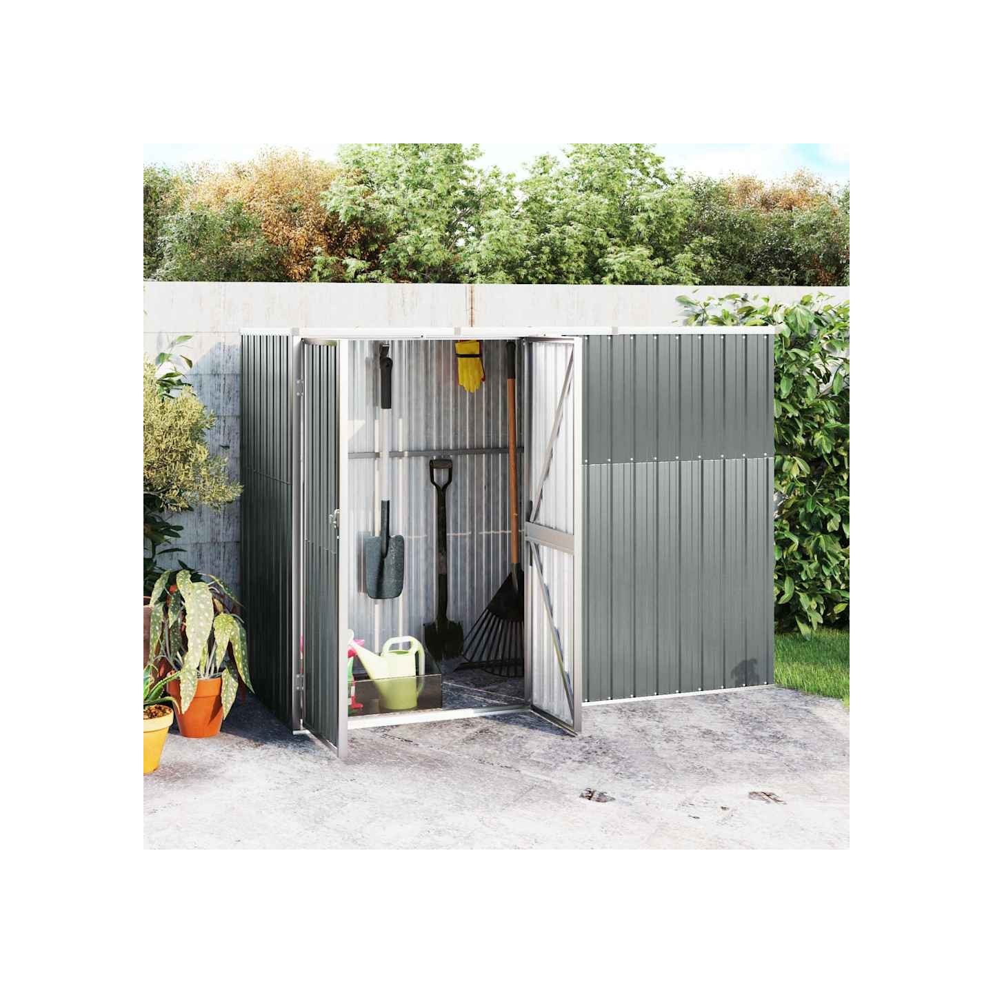 Abri à outils de jardin Gris 225x89x161 cm Acier galvanisé