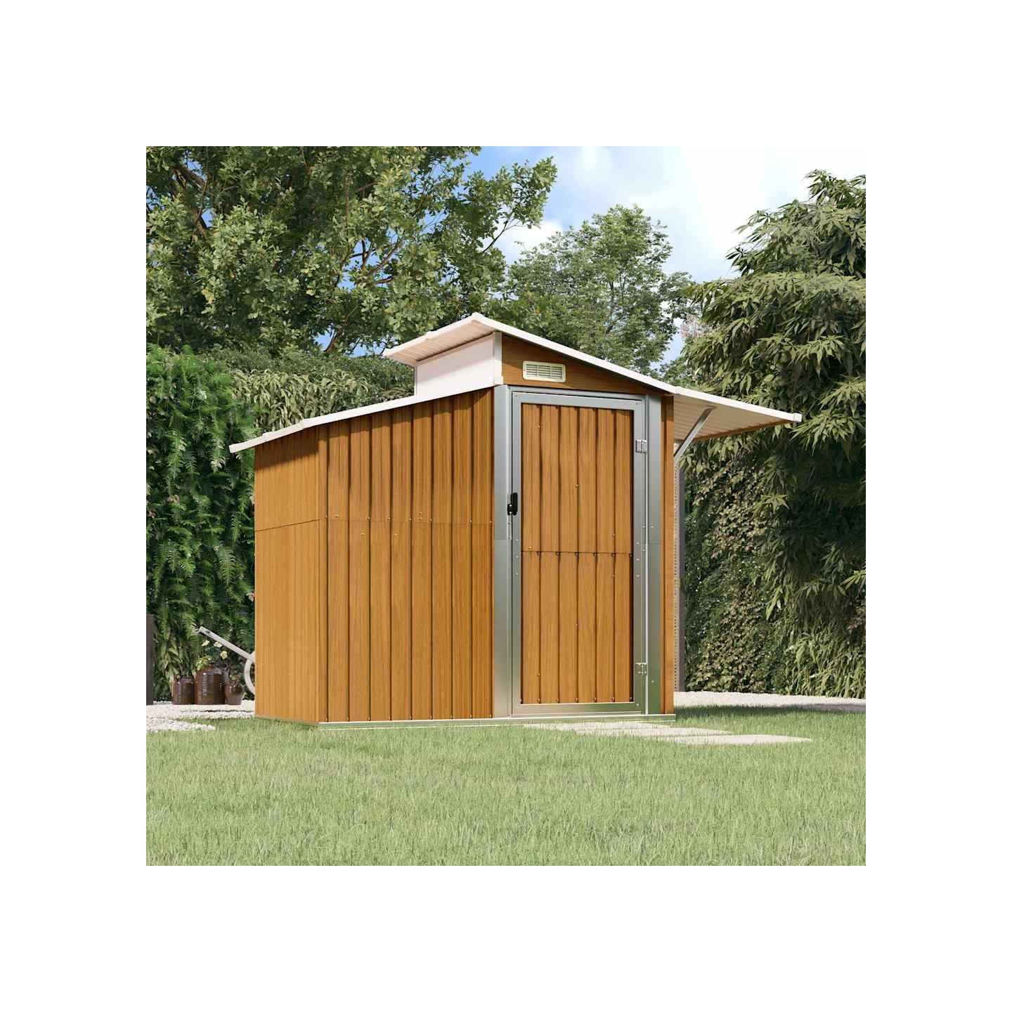 Abri de jardin Marron 270x130x208,5 cm Métal galvanisé