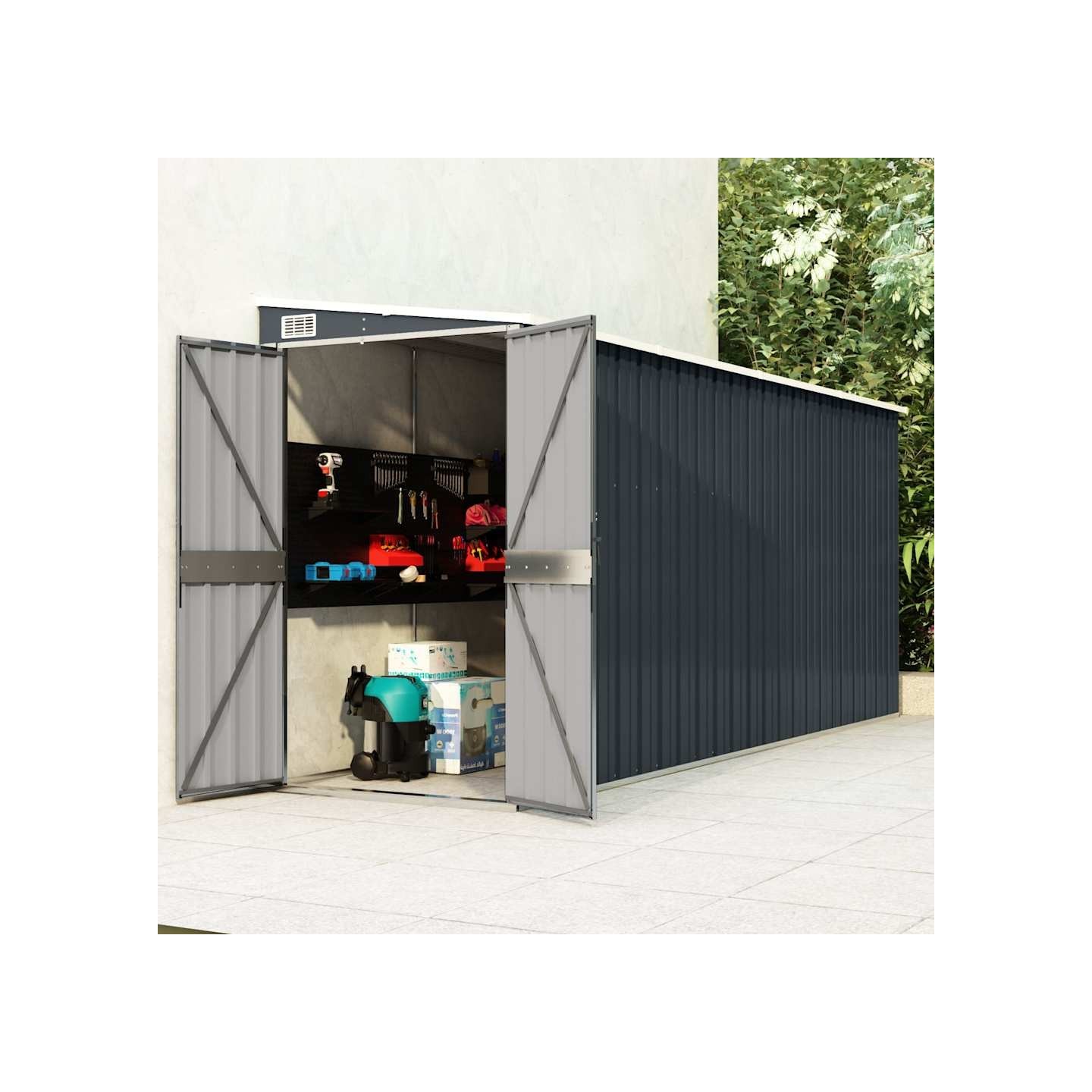 Abri de jardin mural Anthracite 118x382x178 cm Acier