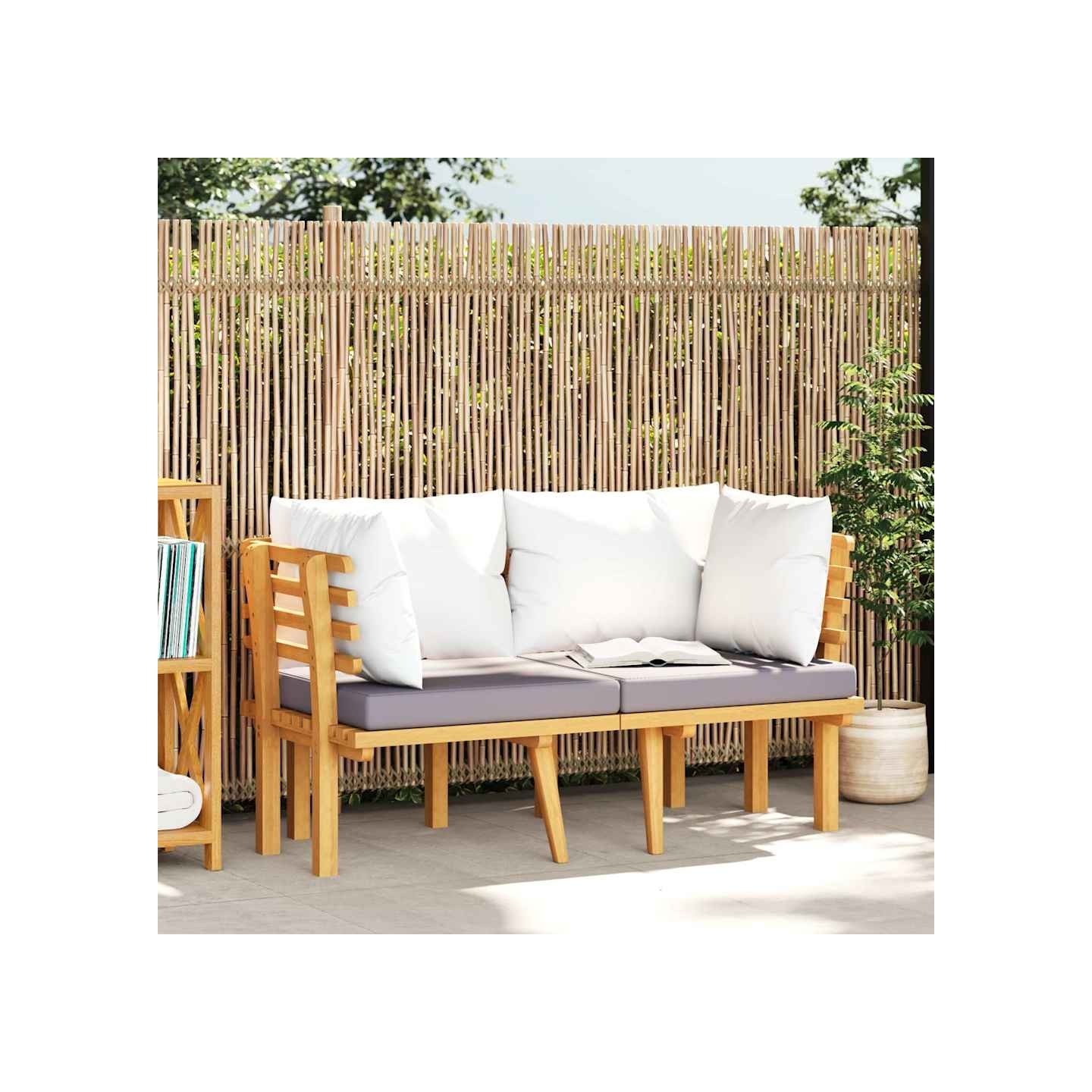 Canapé de jardin 2 places avec coussins Bois d'acacia massif