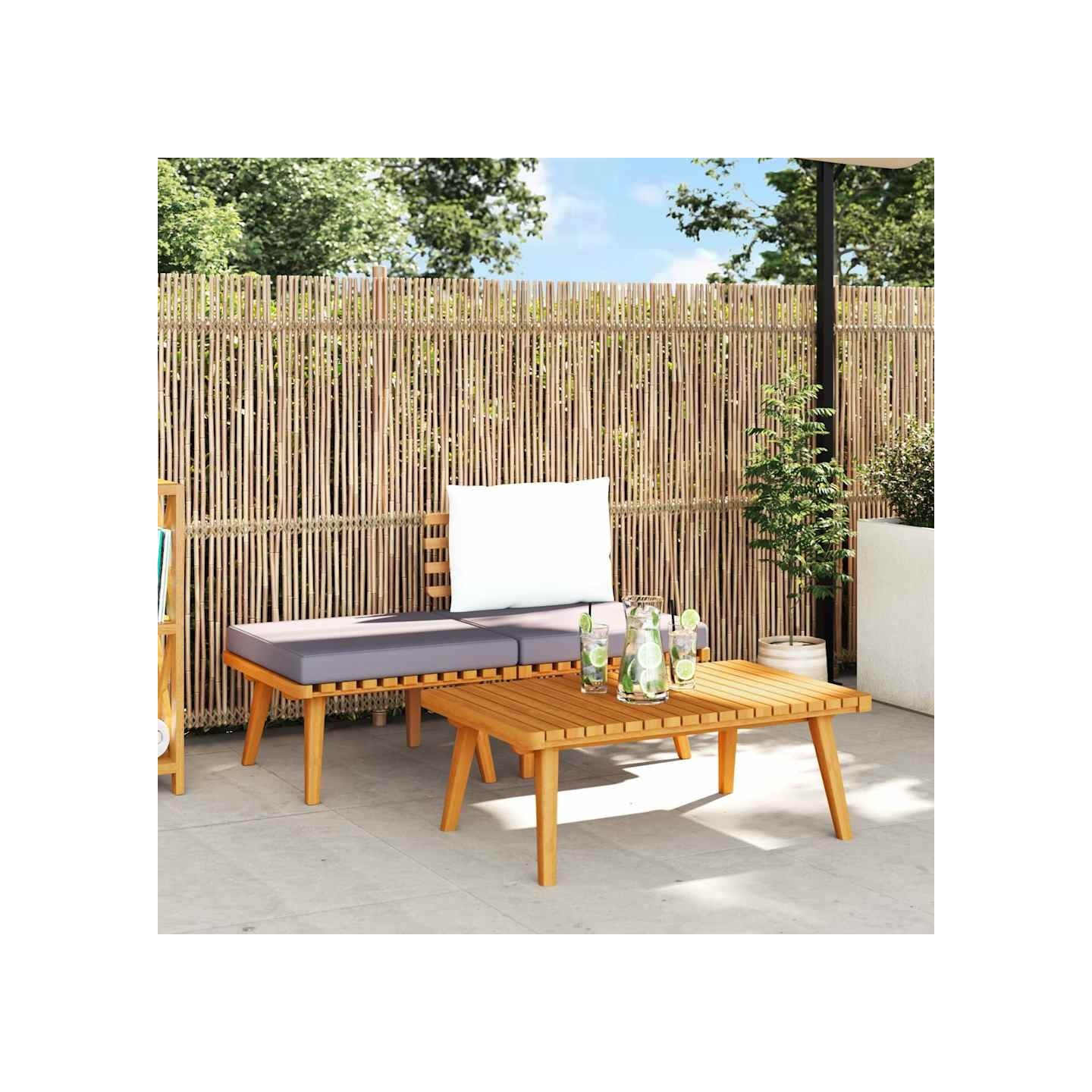 Salon de jardin 3 pcs avec coussins Bois d'acacia massif