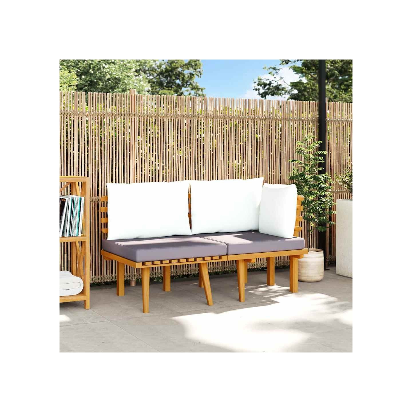 Salon de jardin 2 pcs avec coussins Bois d'acacia solide