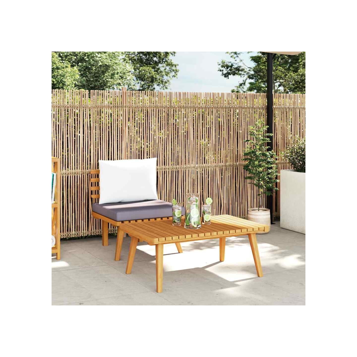 Salon de jardin 2 pcs avec coussins Bois d'acacia solide