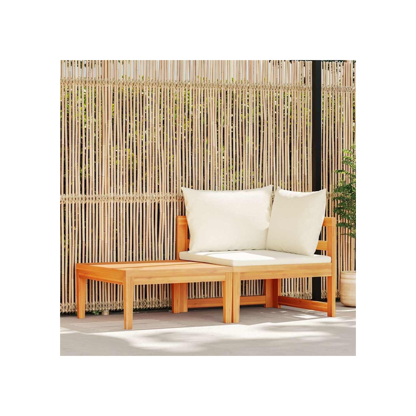 Salon de jardin 2 pcs avec coussins blanc crème Bois d'acacia