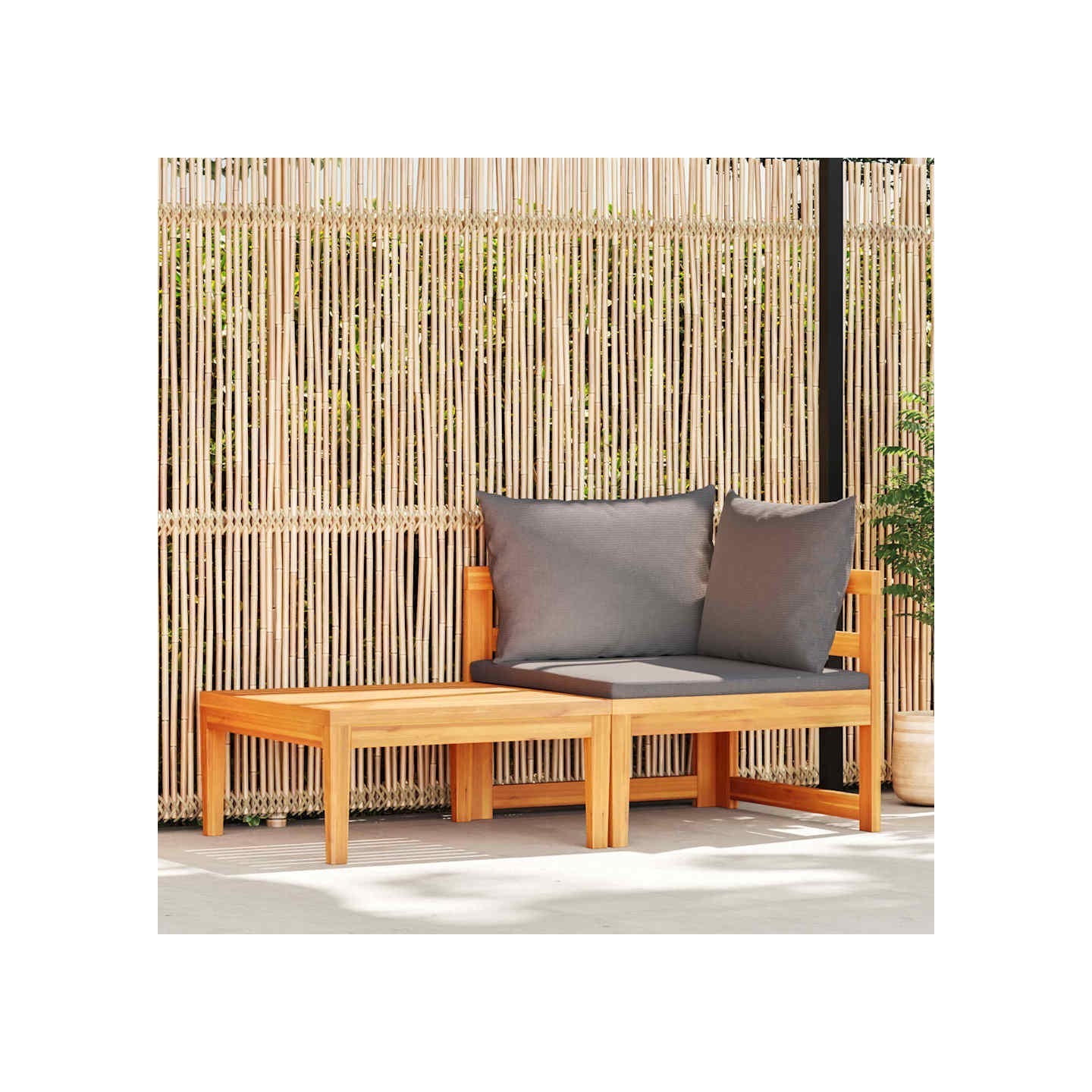Salon de jardin 2 pcs avec coussins gris foncé Bois d'acacia