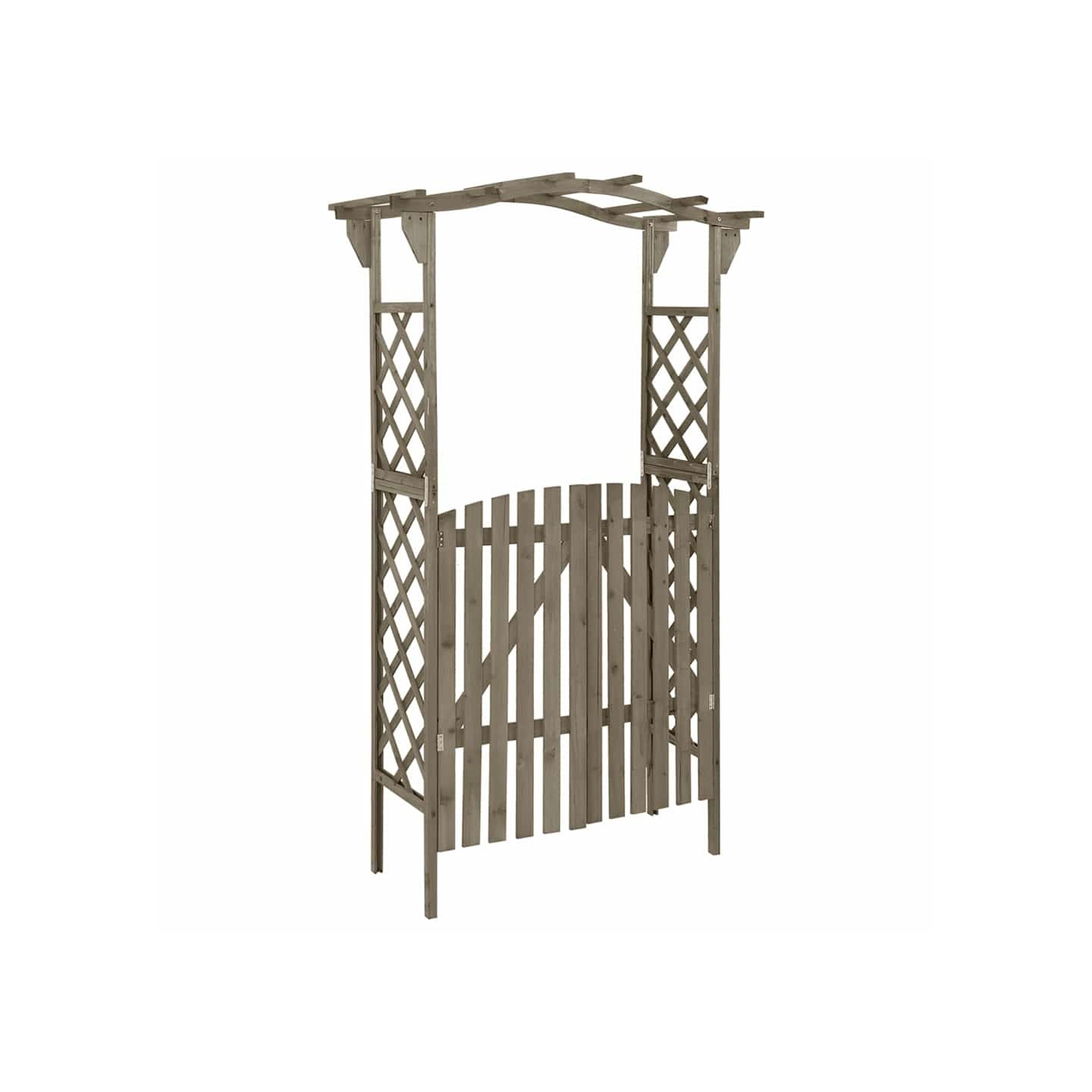 Pergola avec portail 116x40x204 cm Gris Bois de sapin massif