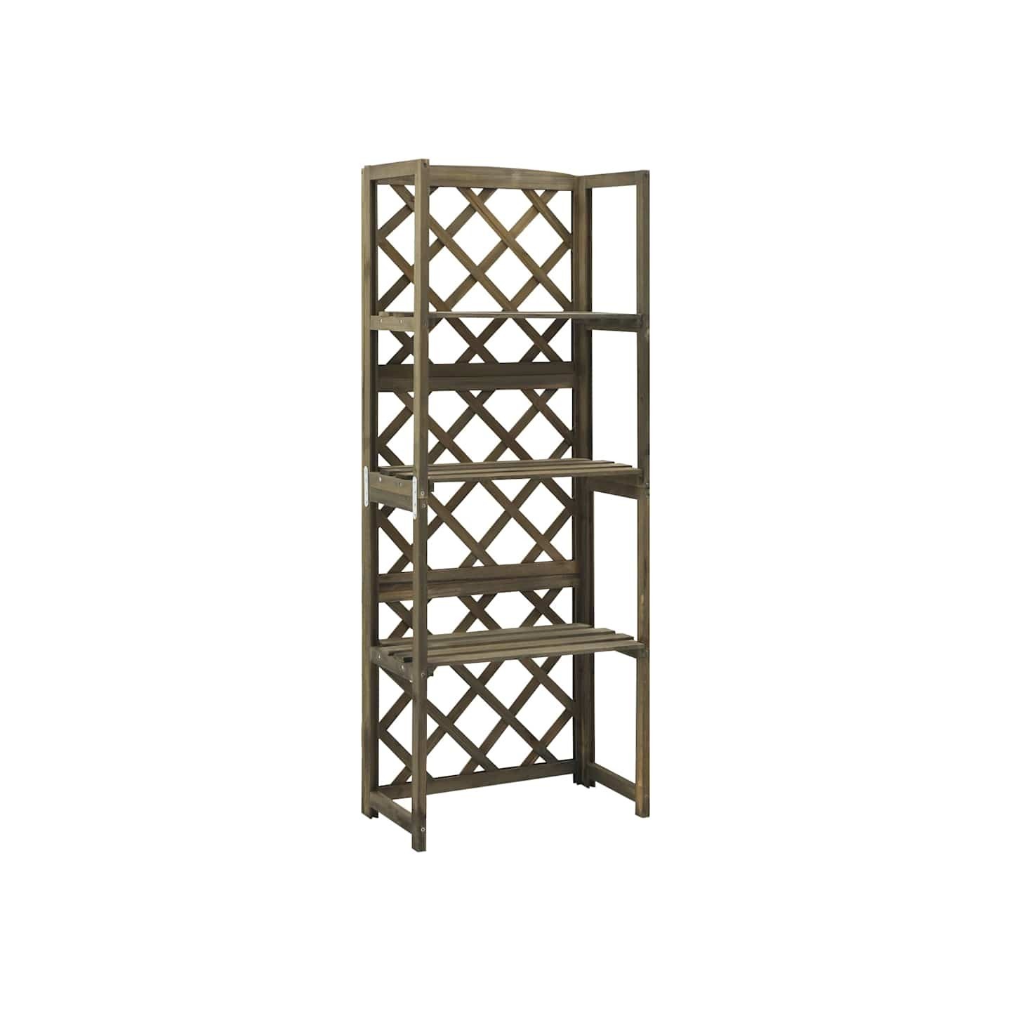 Treillis avec étagères Gris 55x30x140 cm Bois de sapin massif
