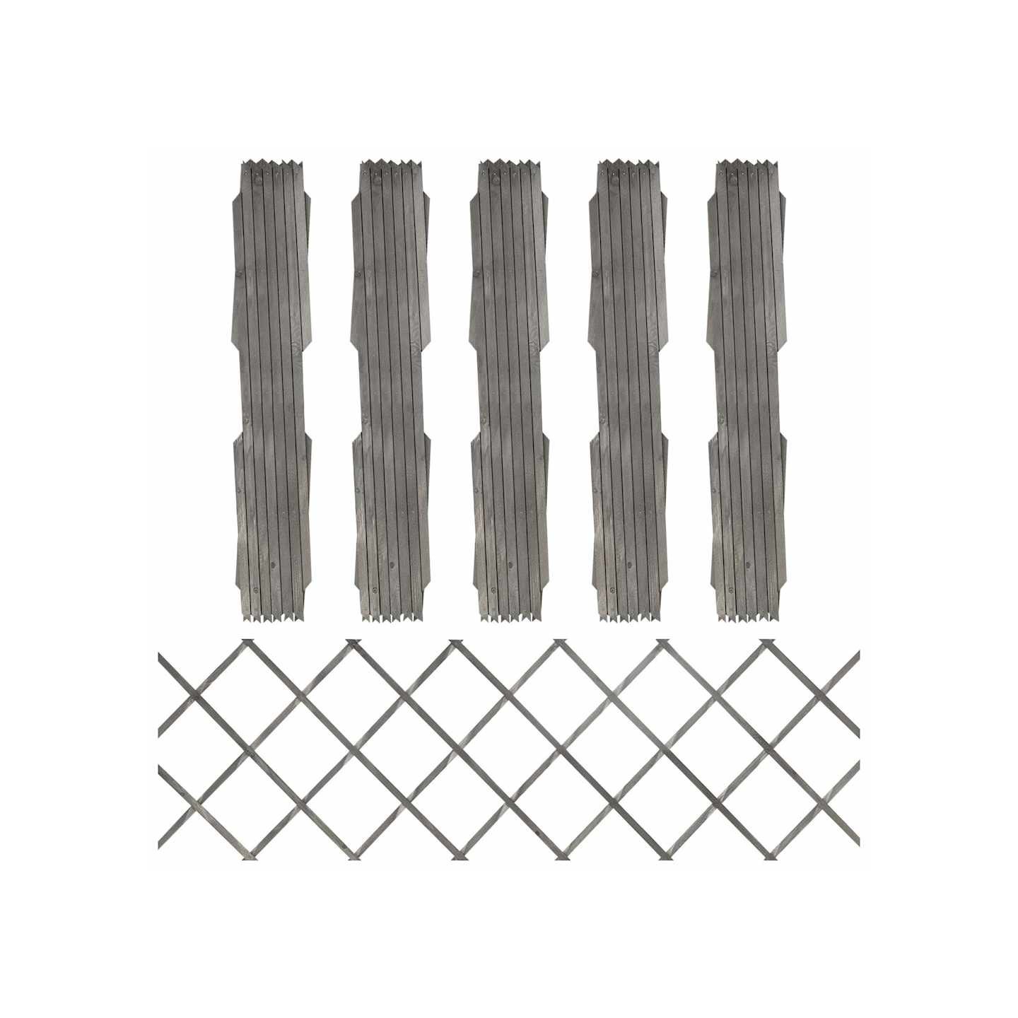 Clôture à treillis 5 pcs Gris Bois de sapin massif 180x60 cm