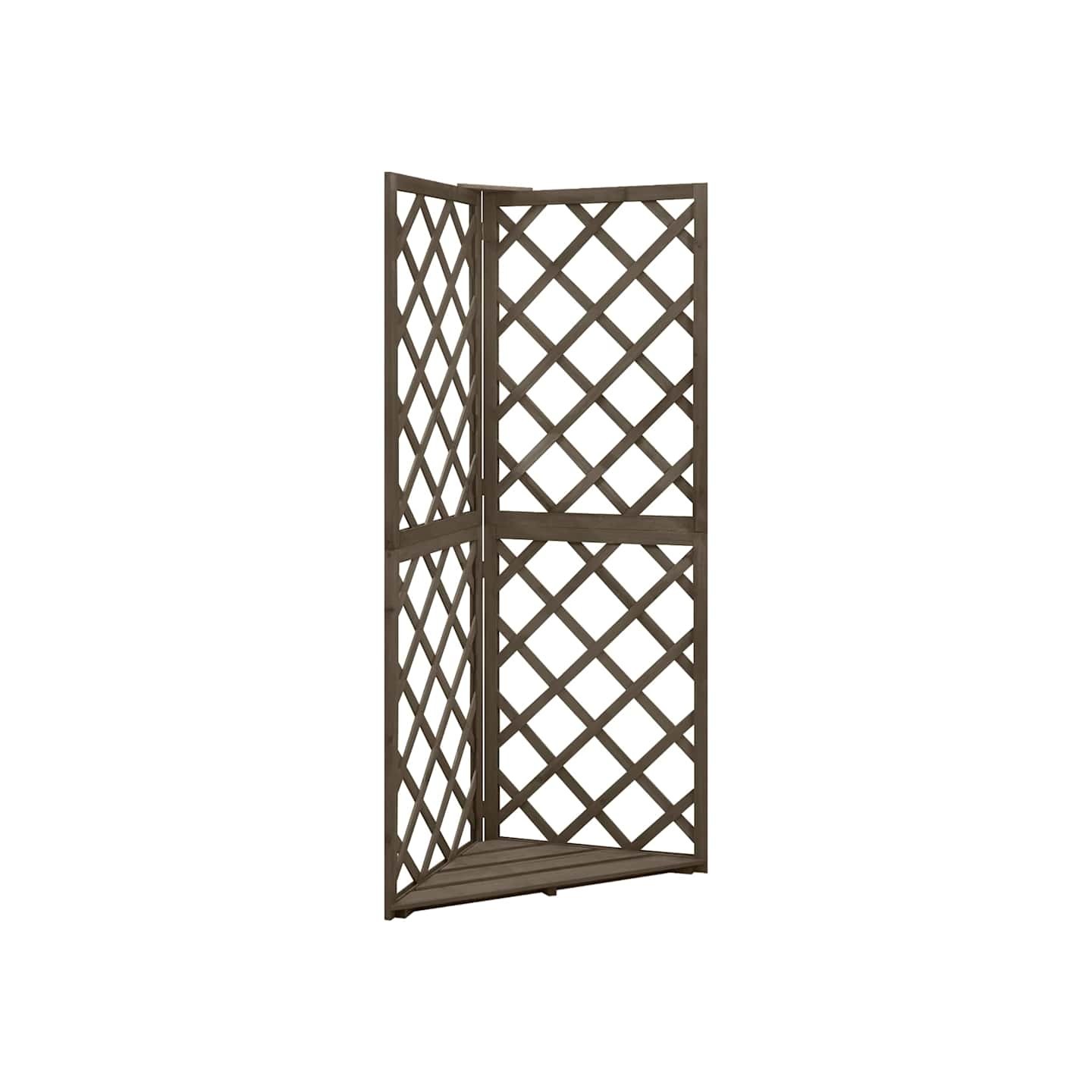 Treillis d'angle Gris 50x50x145 cm Bois de sapin massif