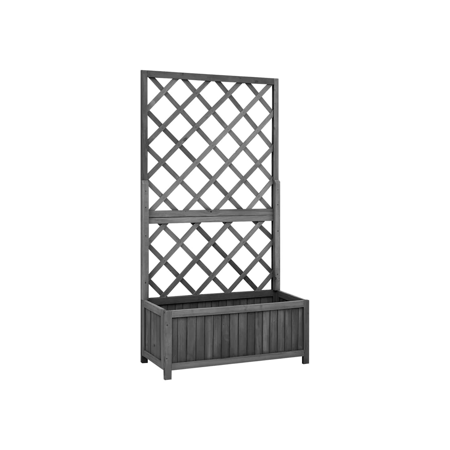 Jardinière avec treillis noir 70x30x135 cm bois massif de sapin