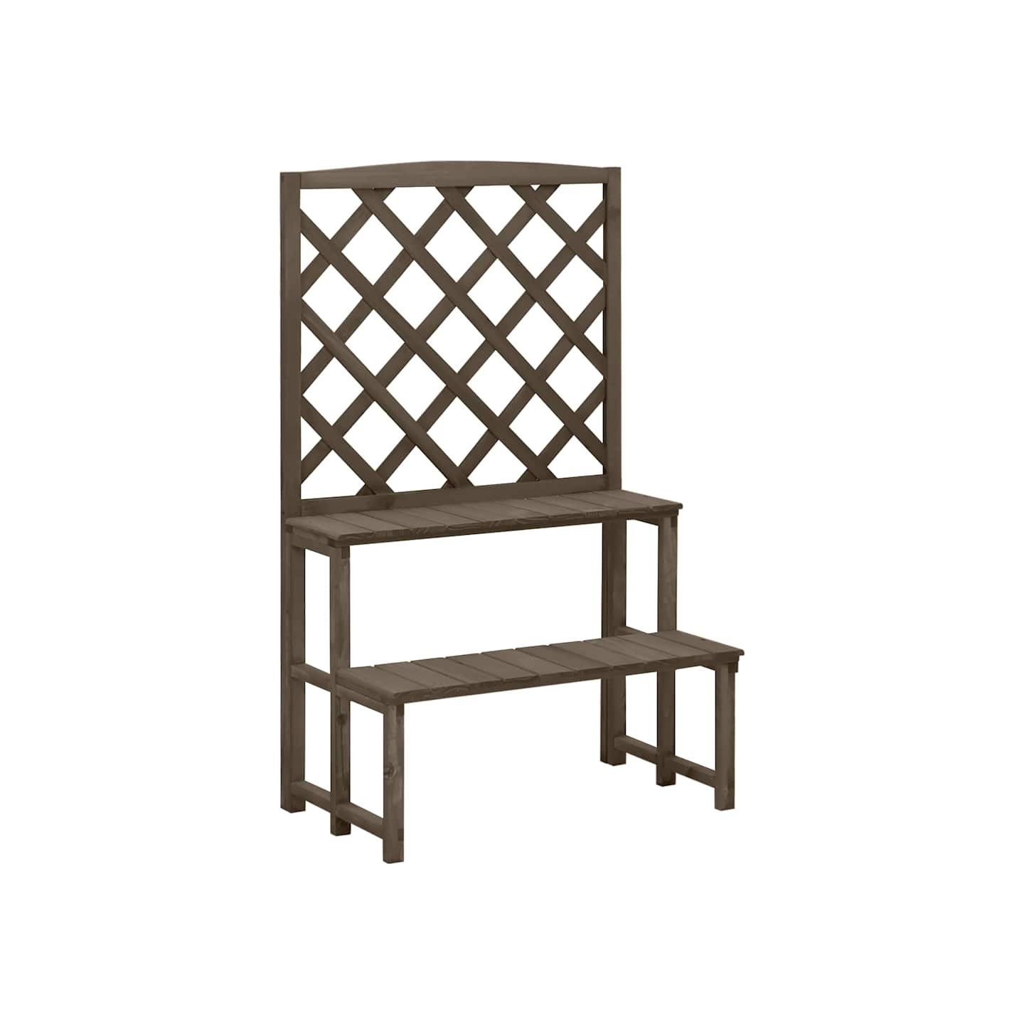 Support de plantes et treillis Gris 70x42x115 cm Bois de sapin