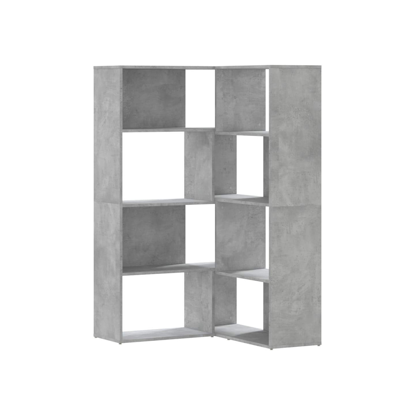 Bibliothèque d'angle à 4 niveaux gris béton bois d'ingénierie