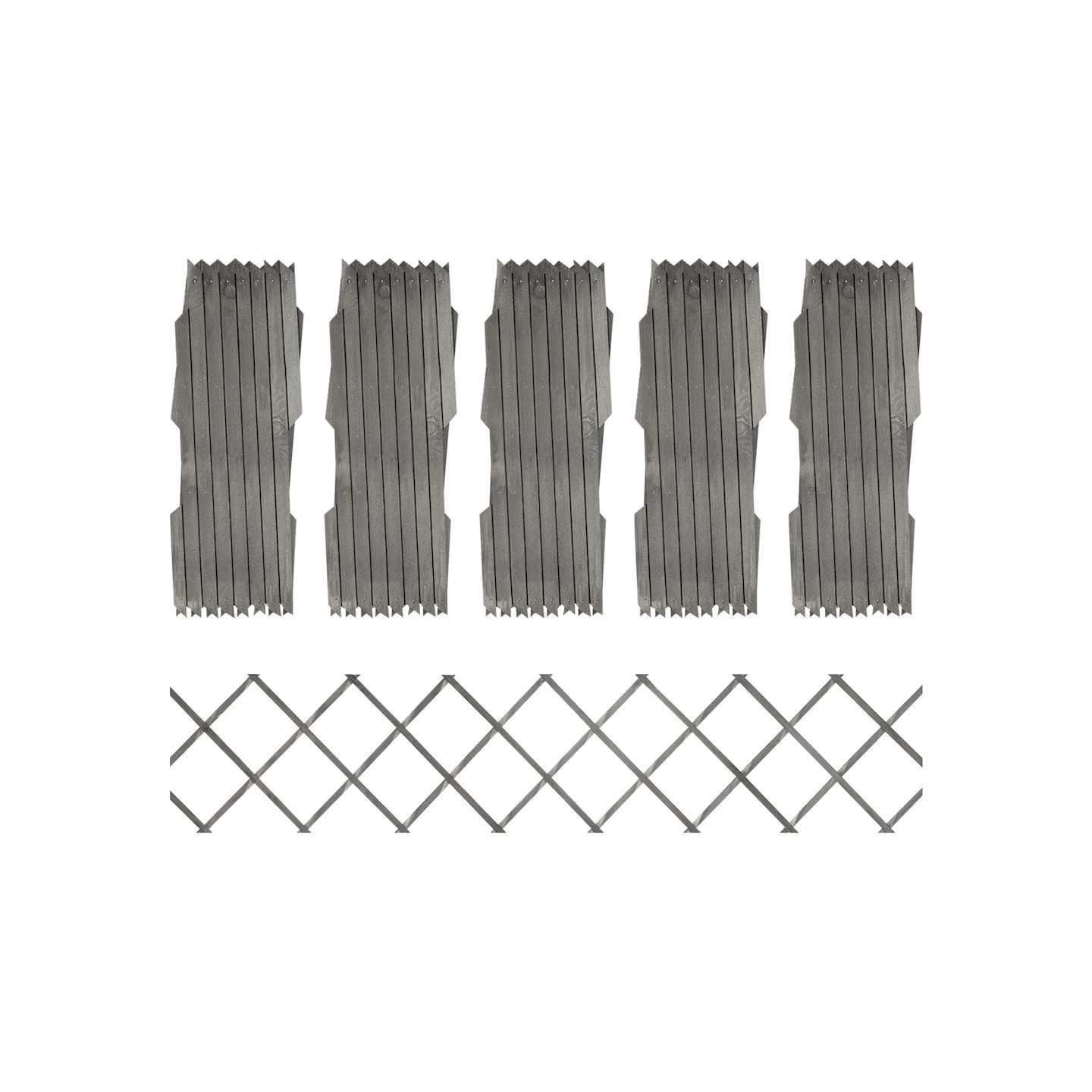 Clôture à treillis 5 pcs Gris Bois de sapin massif 180x30 cm