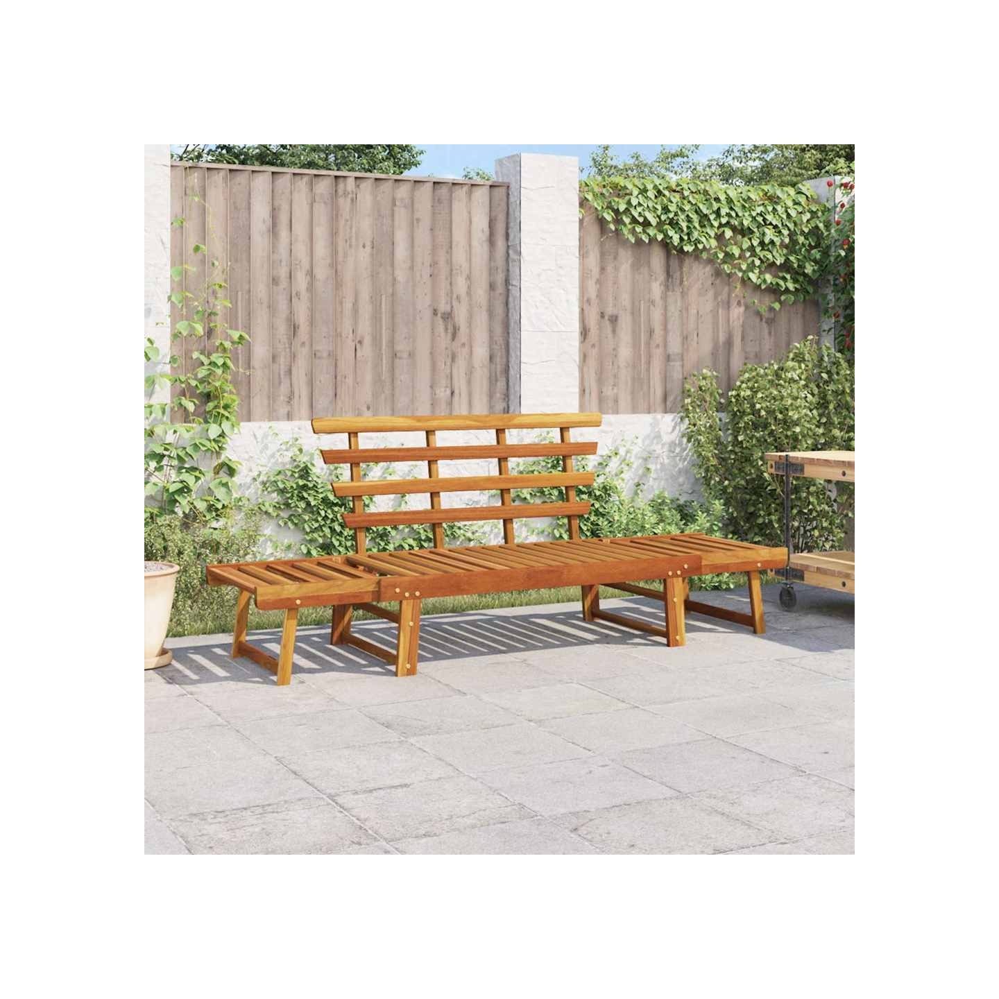 Banc de jardin 2-en-1 190 cm Bois solide d'acacia