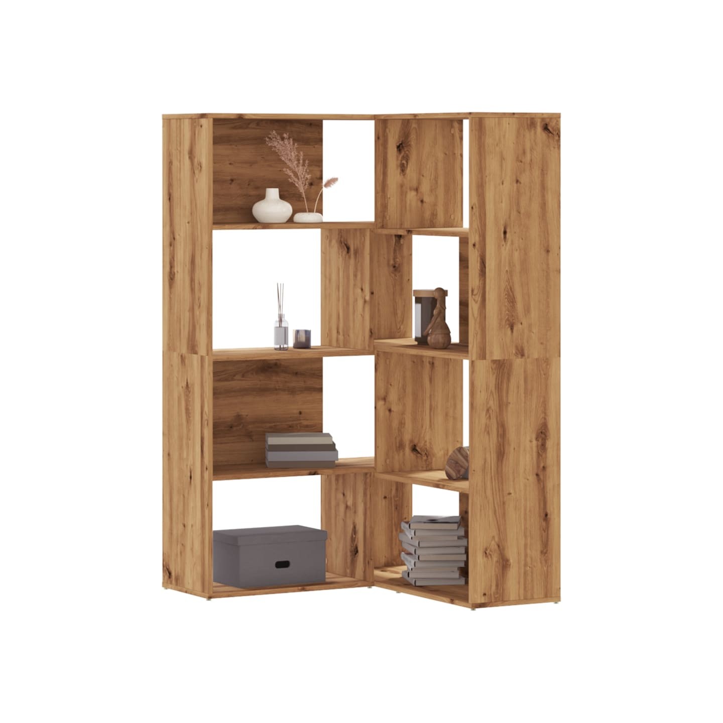 Bibliothèque d'angle 4 niveaux chêne artisanal bois ingénierie