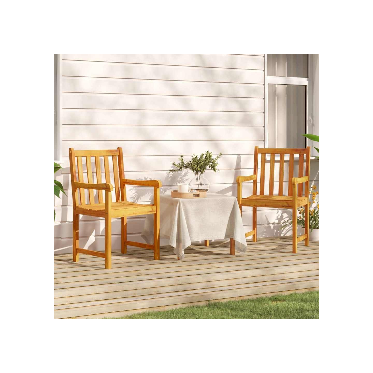 Chaises de jardin lot de 2 Bois d'acacia solide