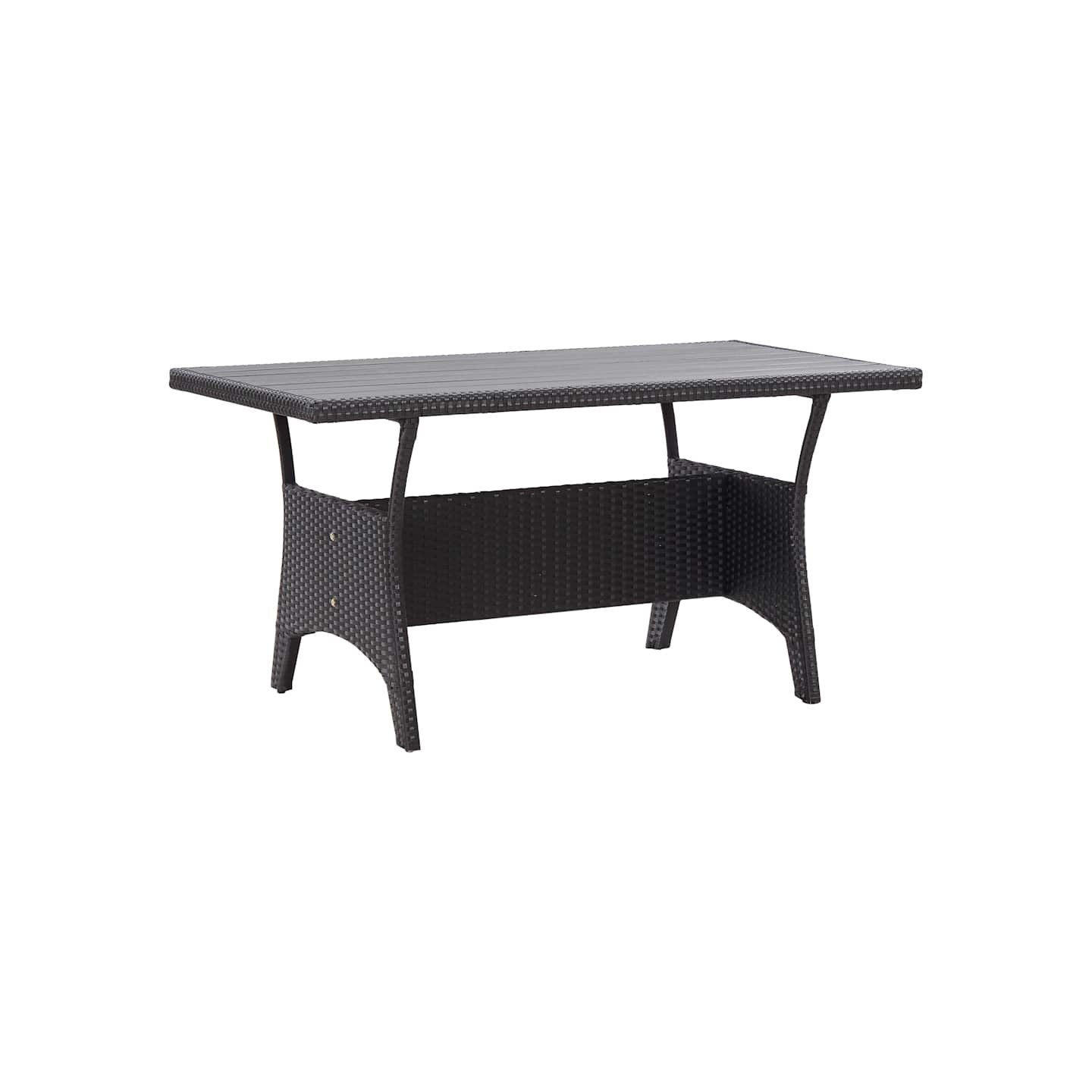 Table de jardin noir 120x70x66 cm Résine tressée