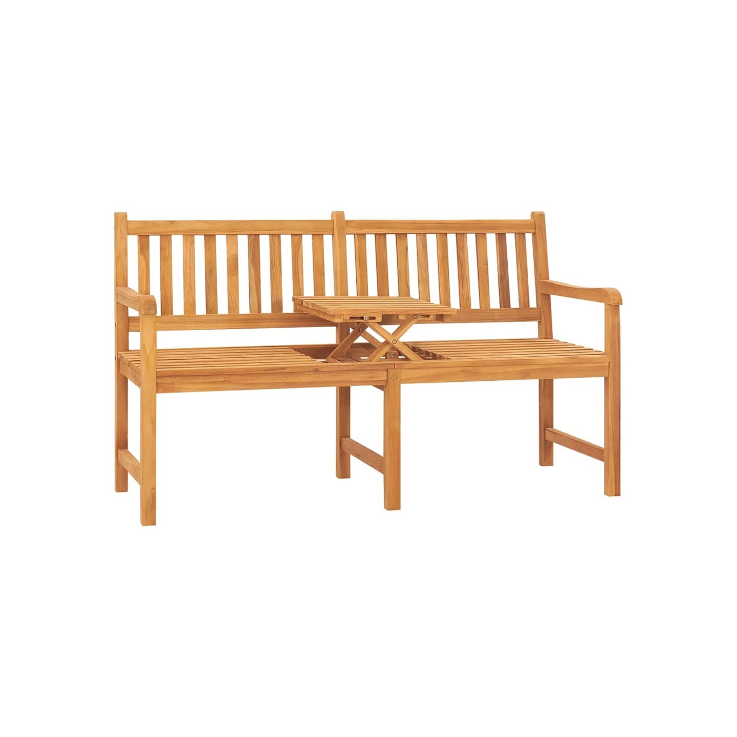 Banc de jardin 3 places avec table 150 cm bois de teck massif