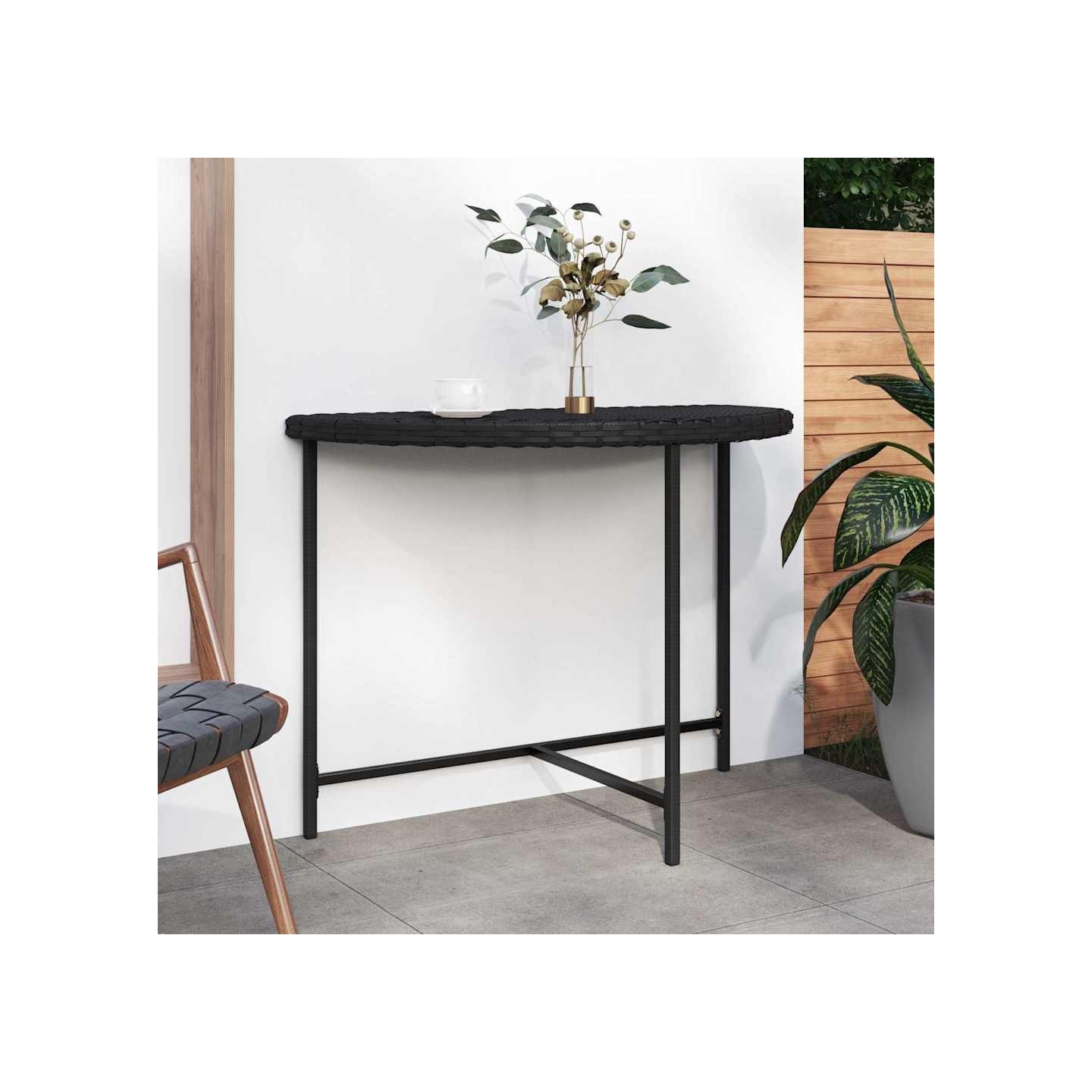 Table de jardin Noir 100x50x75 cm Résine tressée