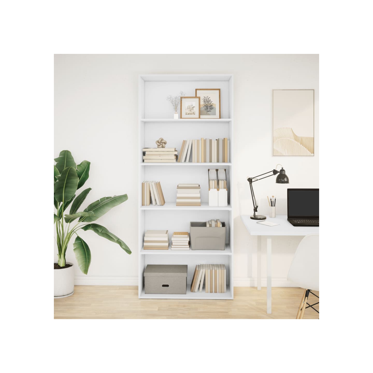 Bibliothèque blanc 80x30x189 cm bois d'ingénierie