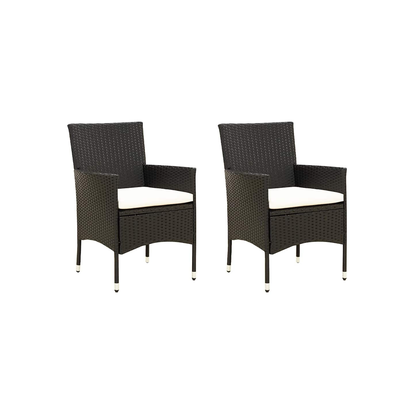 Chaises de jardin lot de 2 avec coussins Résine tressée Noir