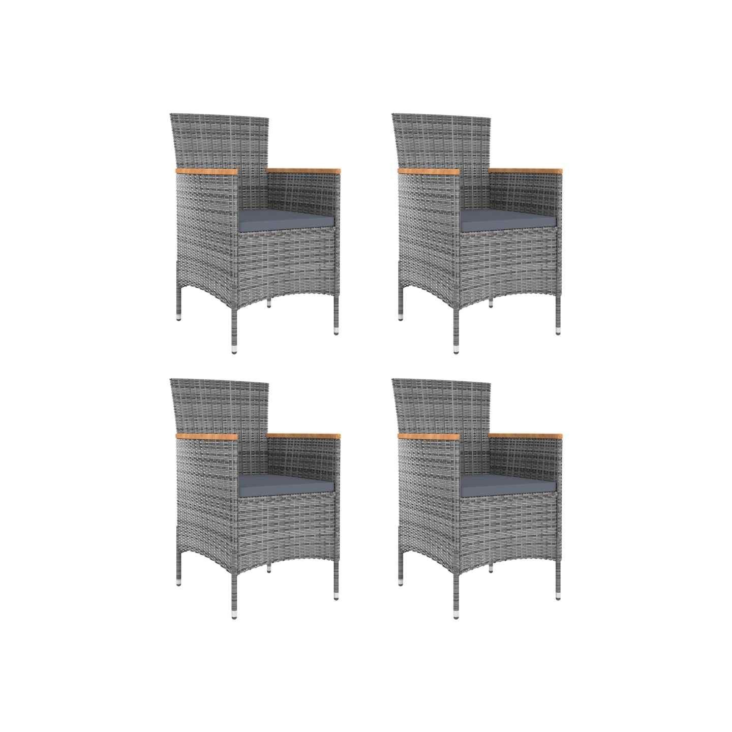 Chaises à manger de jardin lot de 4 Résine tressée Gris