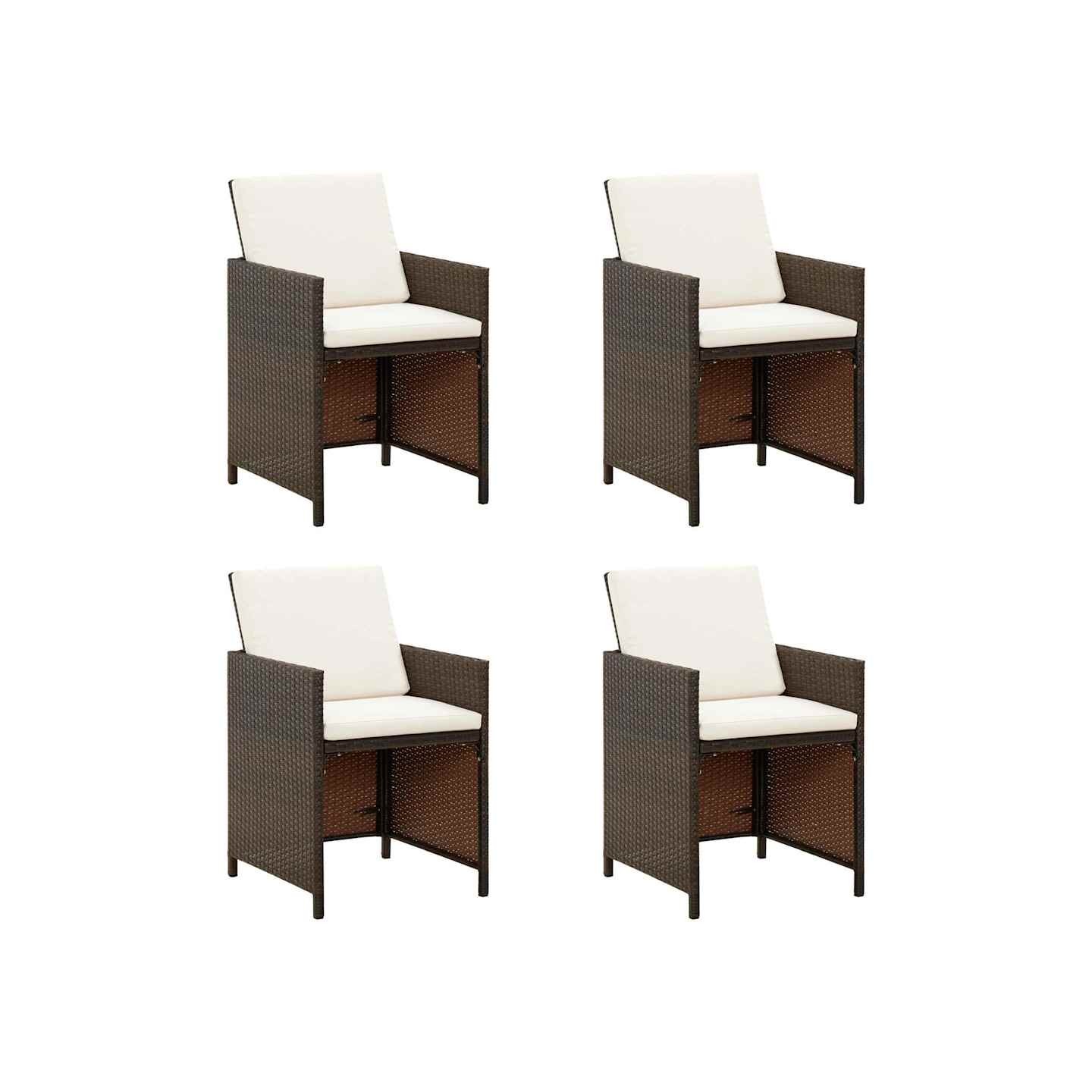 Chaises de jardin avec coussins lot de 4 Résine tressée Marron