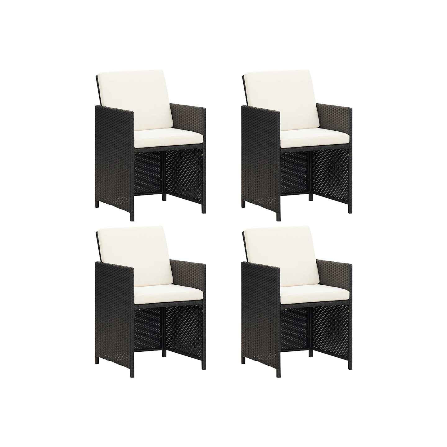 Chaises de jardin lot de 4 Résine tressée Noir