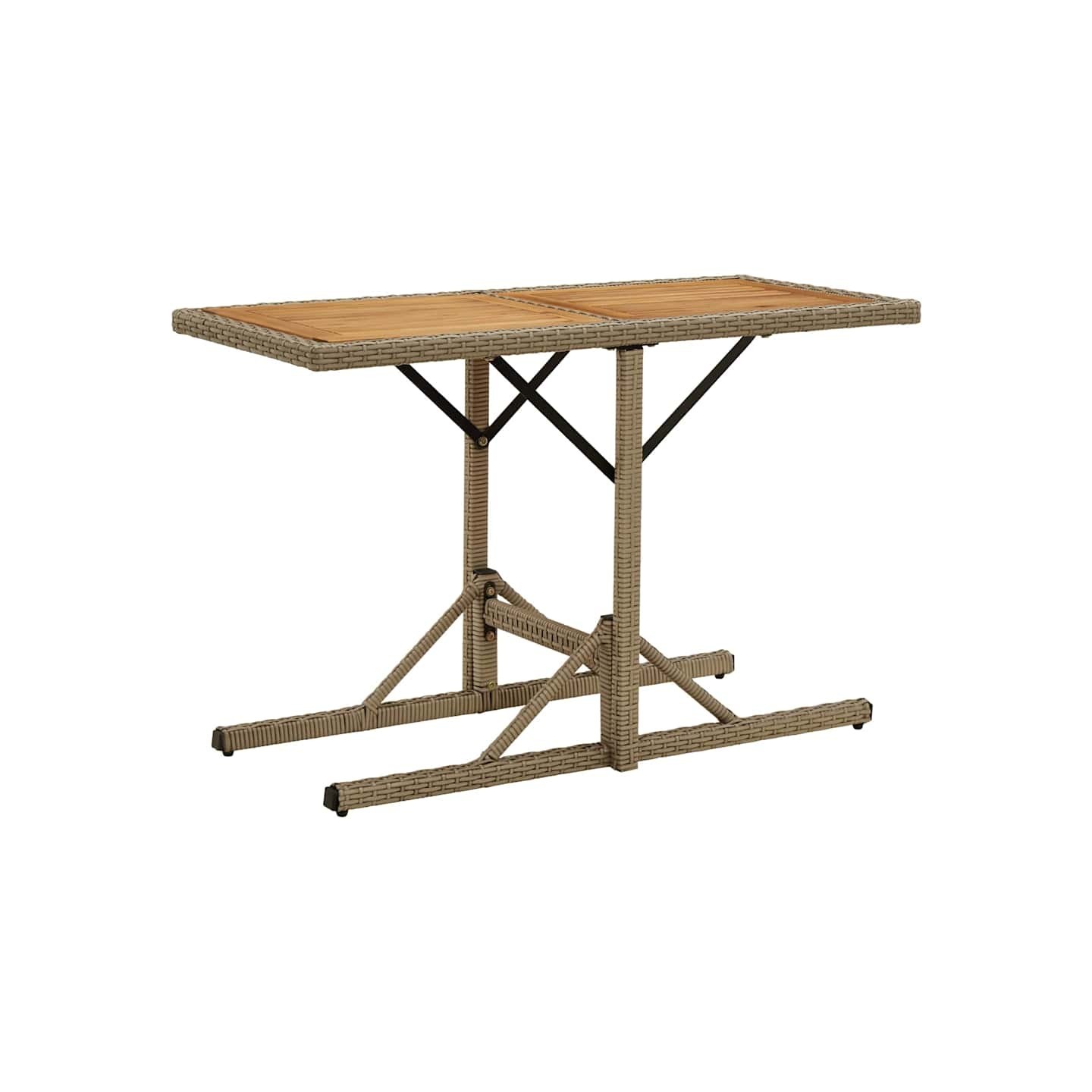 Table de jardin Beige Bois massif d'acacia et poly rotin