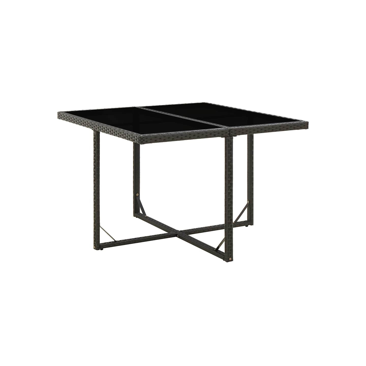 Table de jardin Noir 109x107x74 cm Résine tressée et verre