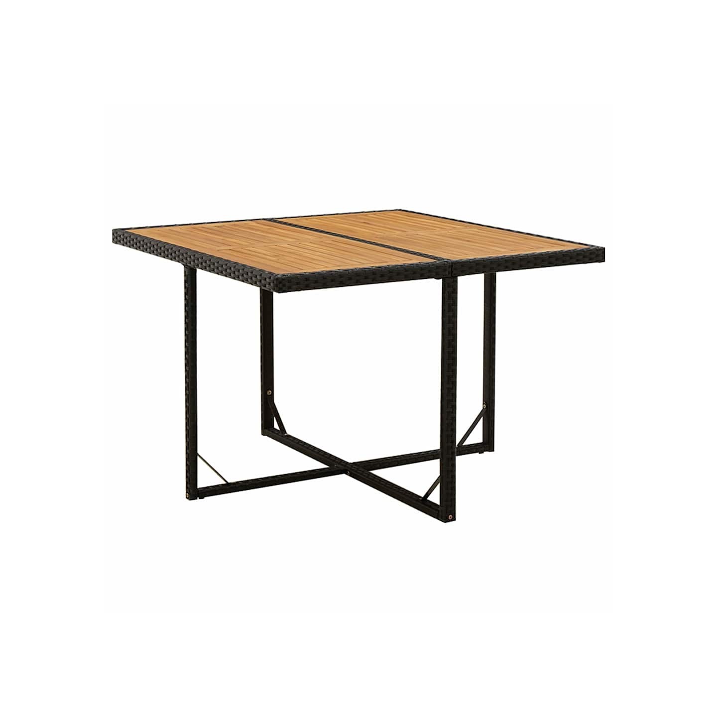 Table de jardin Noir 109x107x74 cm Résine tressée bois massif