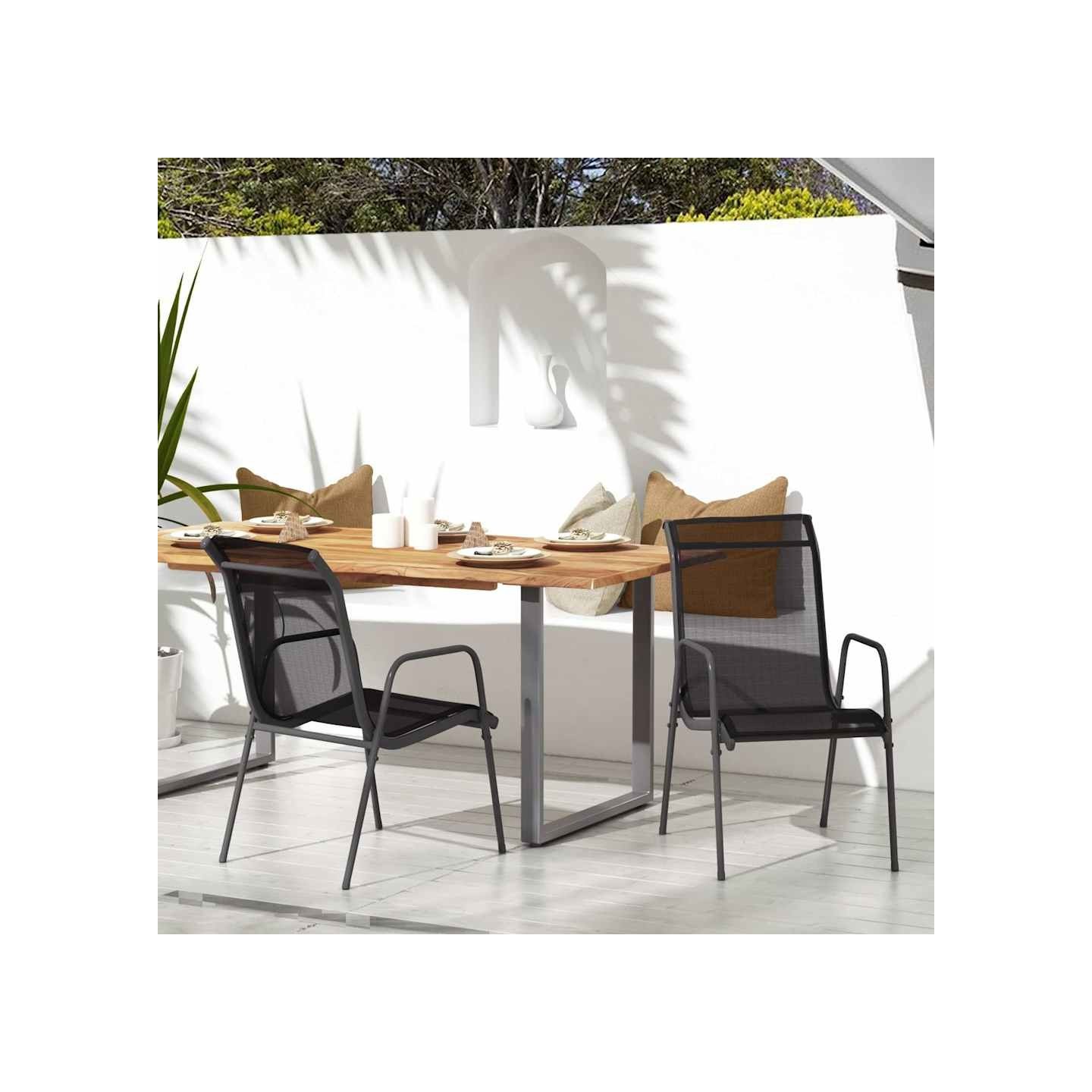 Chaises de jardin lot de 2 Acier et textilène Noir
