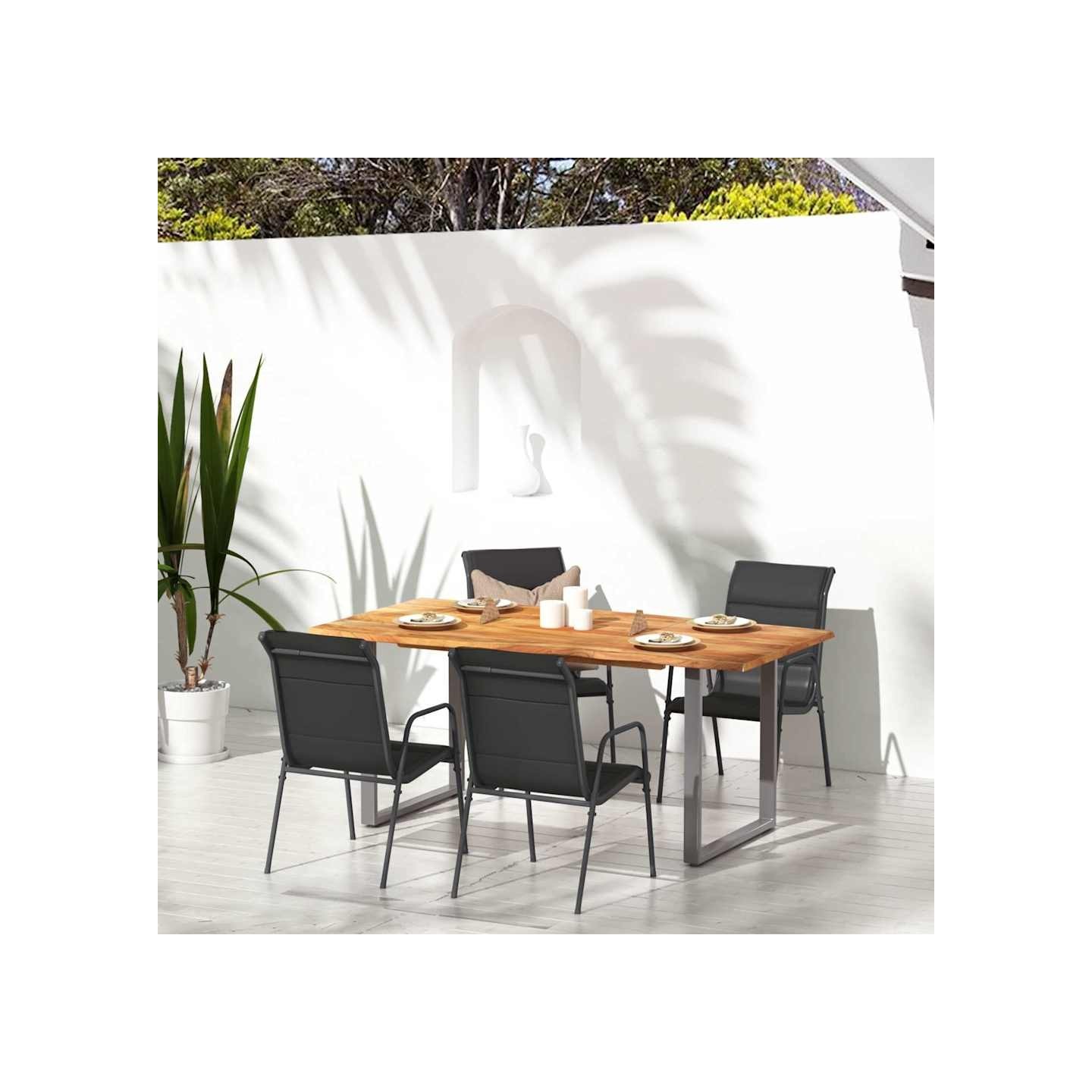 Chaises de jardin 4 pcs Acier et textilène Noir