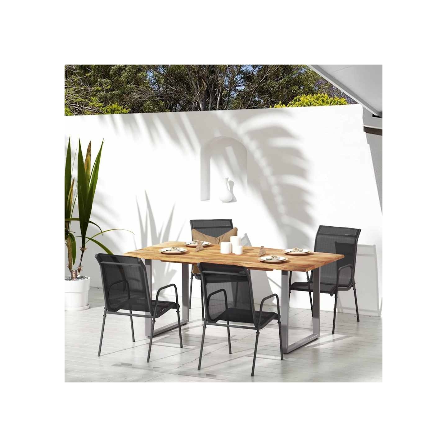 Chaises de jardin 4 pcs Acier et textilène Noir