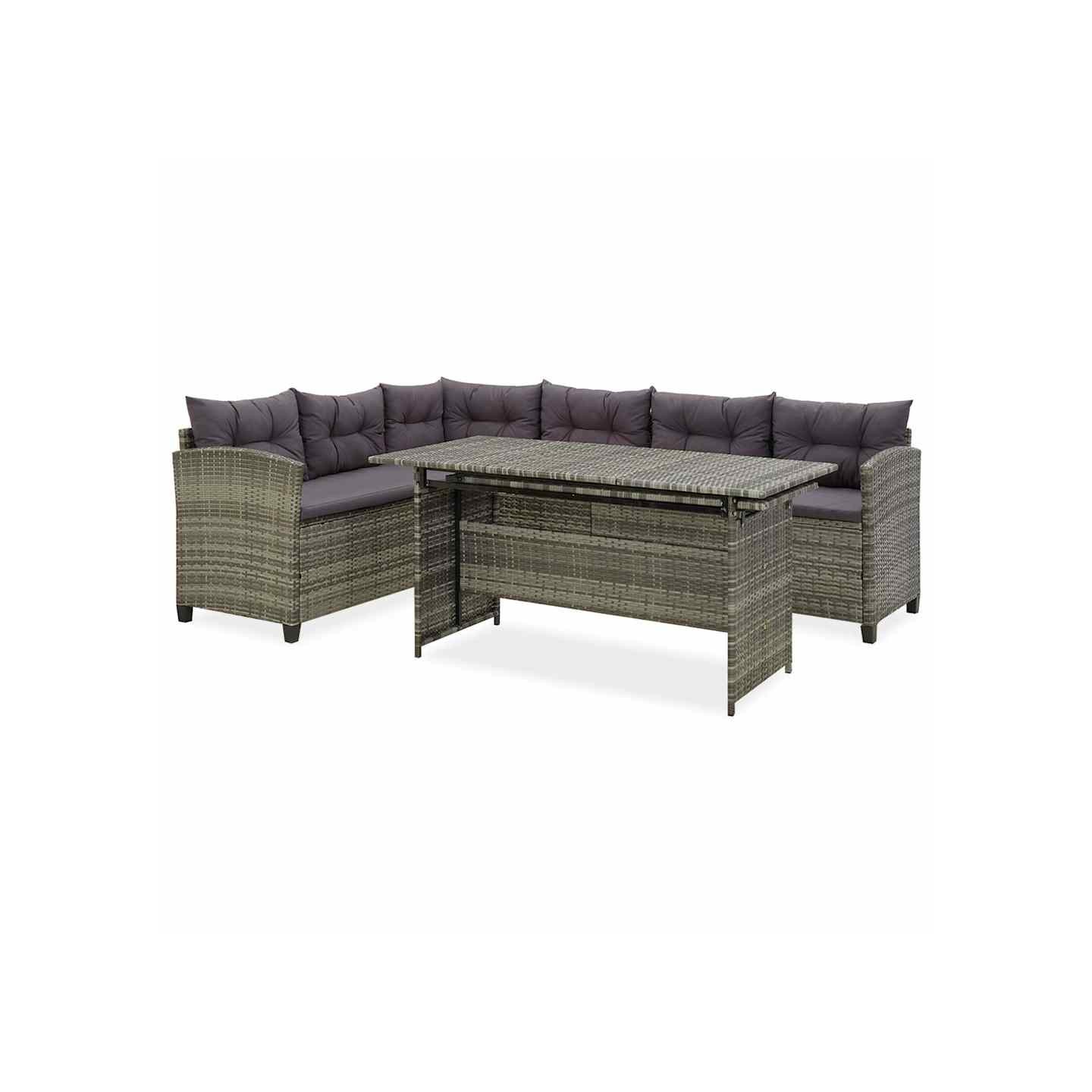 Salon de jardin 2 pcs avec coussins Résine tressée Gris