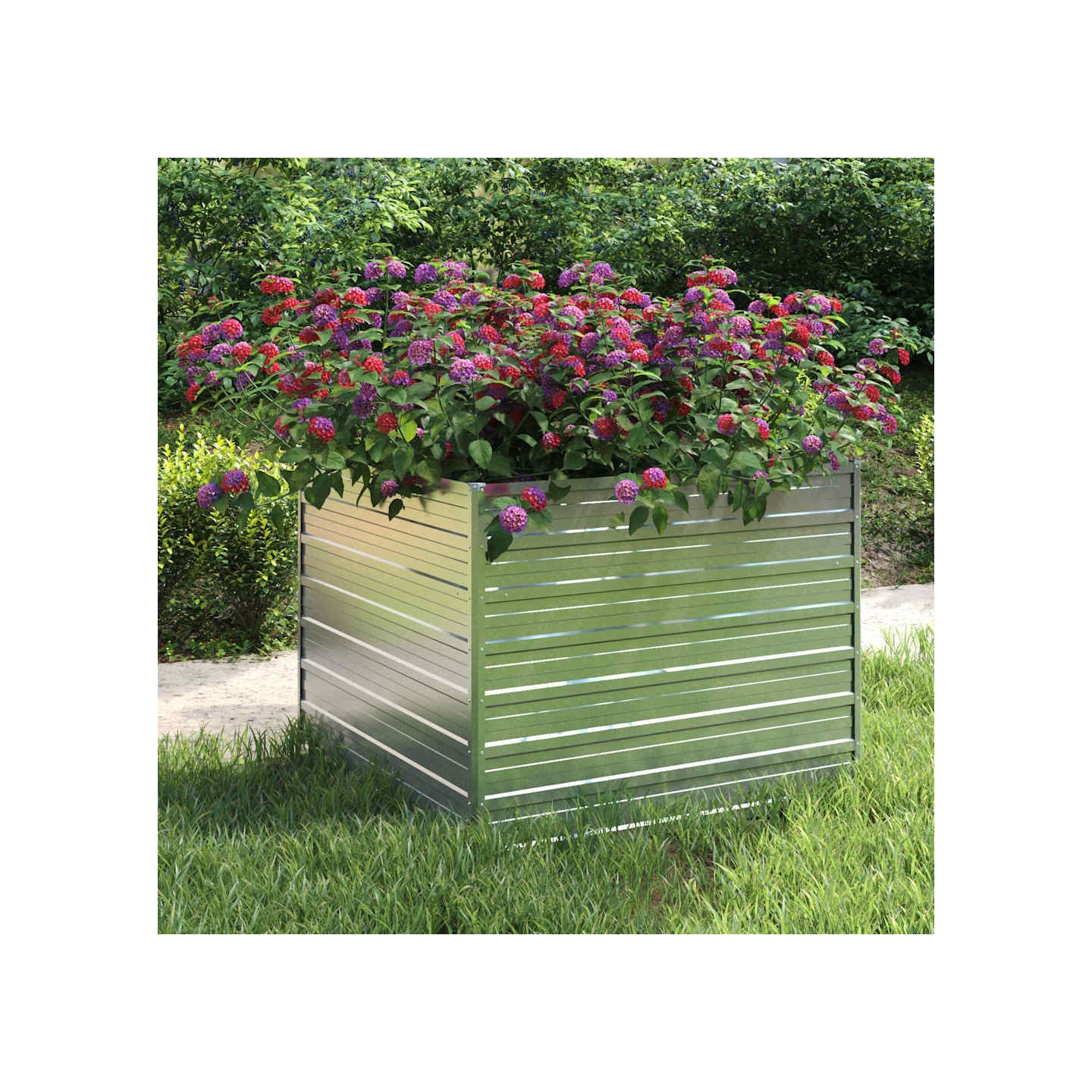 Lit surélevé de jardin 100x100x77 cm Acier galvanisé Argenté
