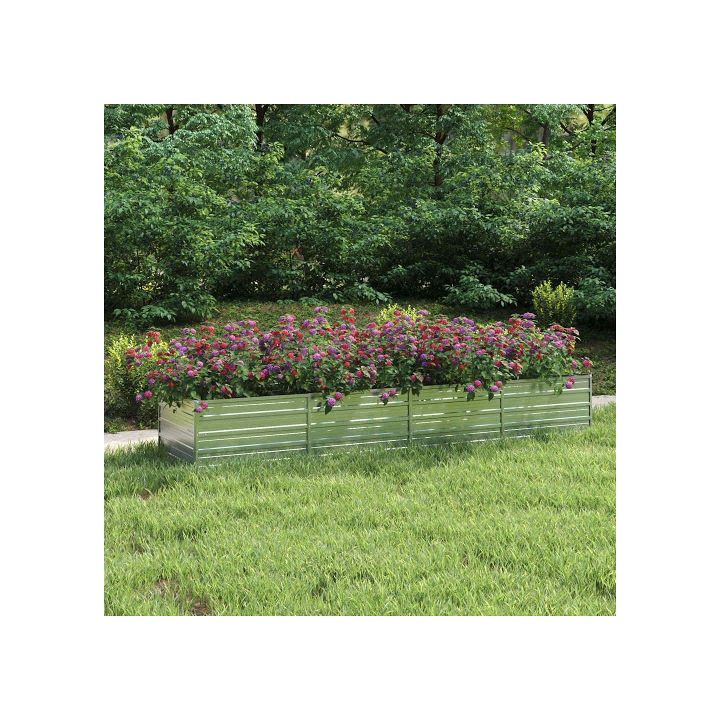 Lit surélevé de jardin 320x80x45 cm Acier galvanisé Argenté