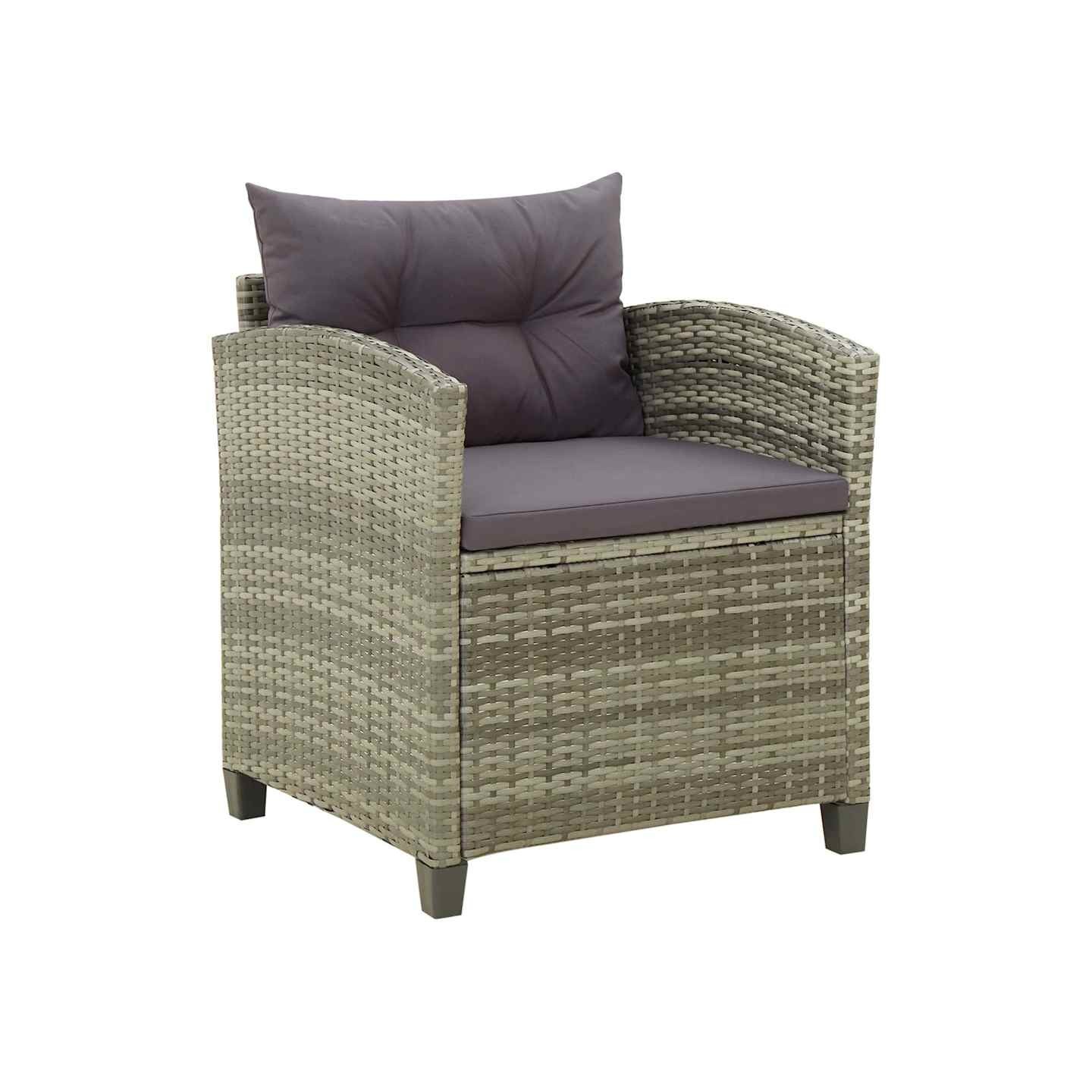 Chaise de jardin avec coussins Résine tressée Gris