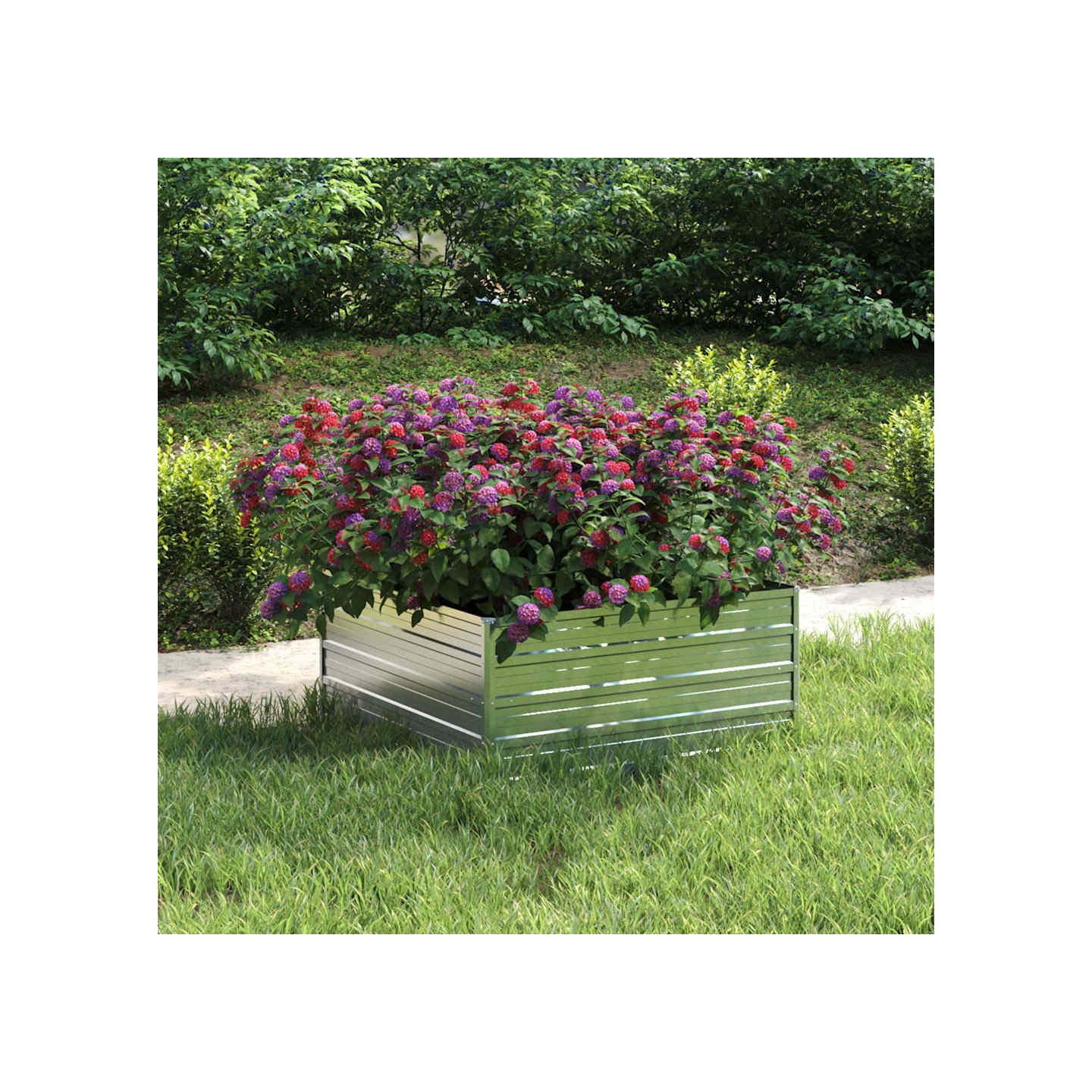 Lit surélevé de jardin 100x100x45 cm Acier galvanisé Argenté