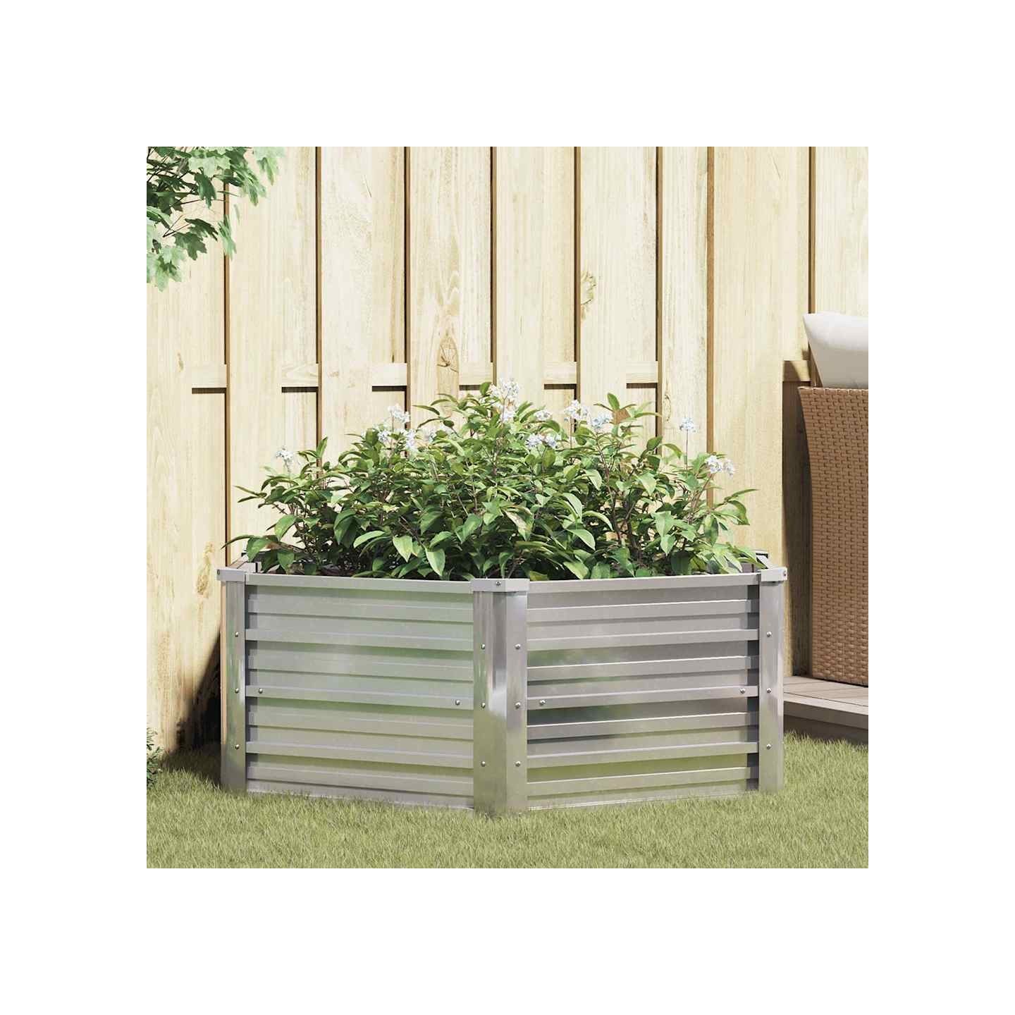 Lit surélevé de jardin 129x45 cm Acier galvanisé Argenté