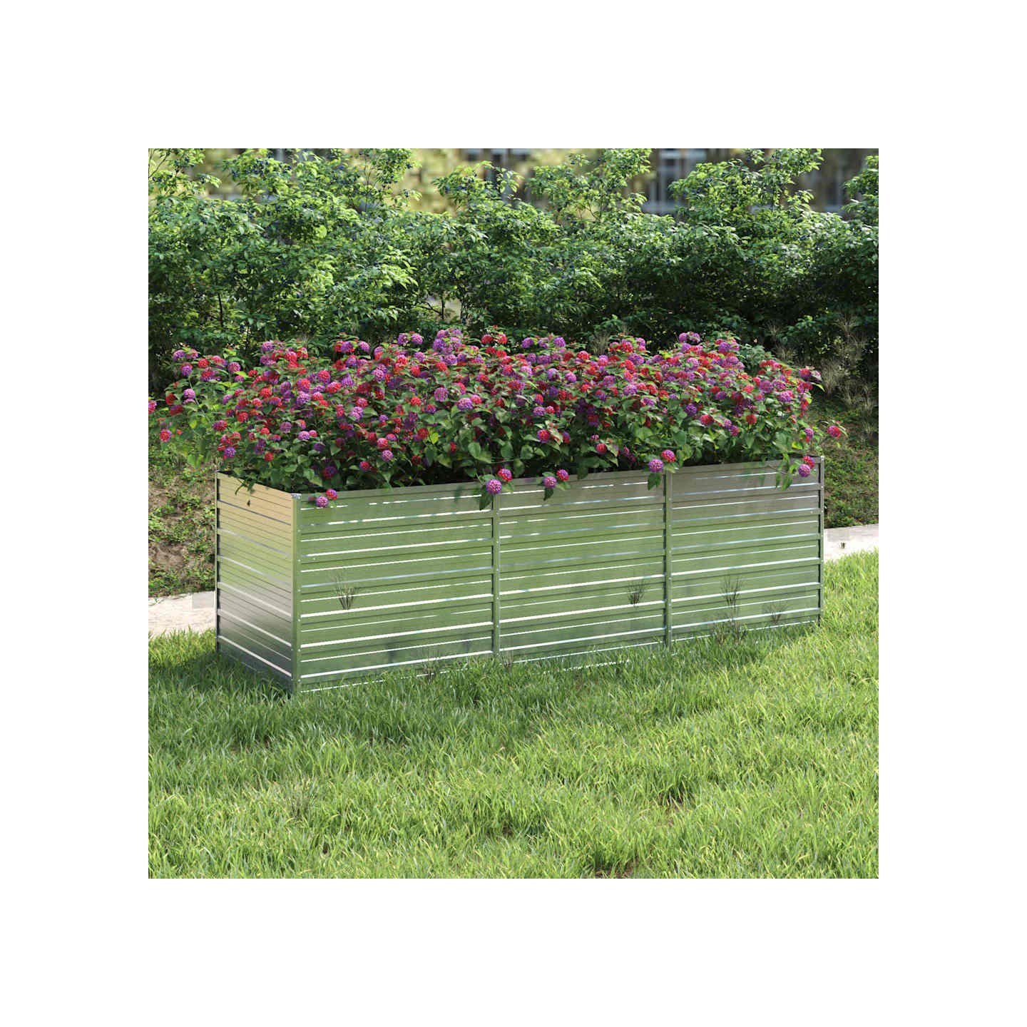 Lit surélevé de jardin 240x80x77 cm Acier galvanisé Argenté