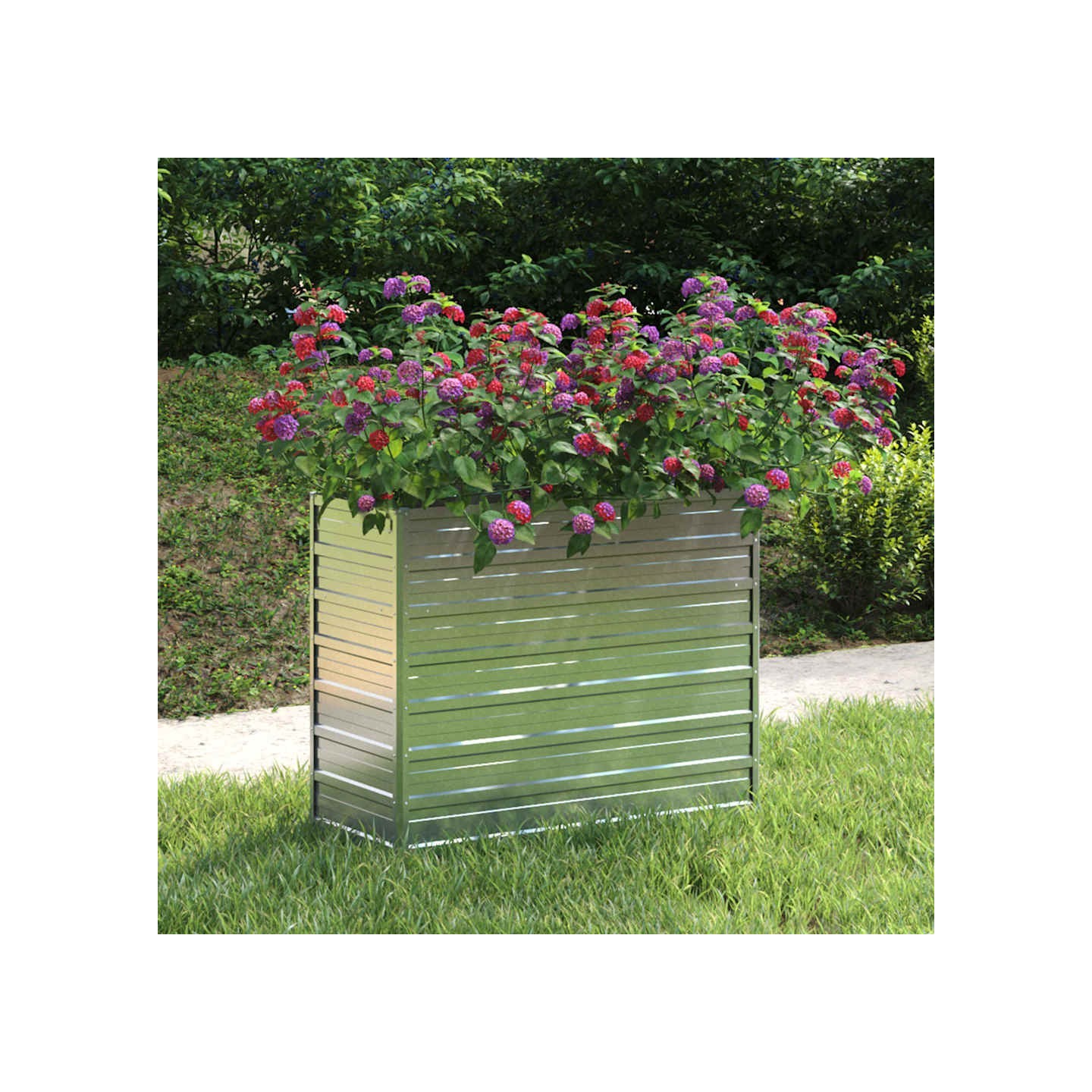 Lit surélevé de jardin 100x40x77 cm Acier galvanisé Argenté